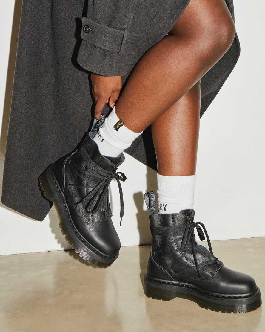 Dr. Martens Jarrick Ii Mono Laced Leather Platform Boots in Black