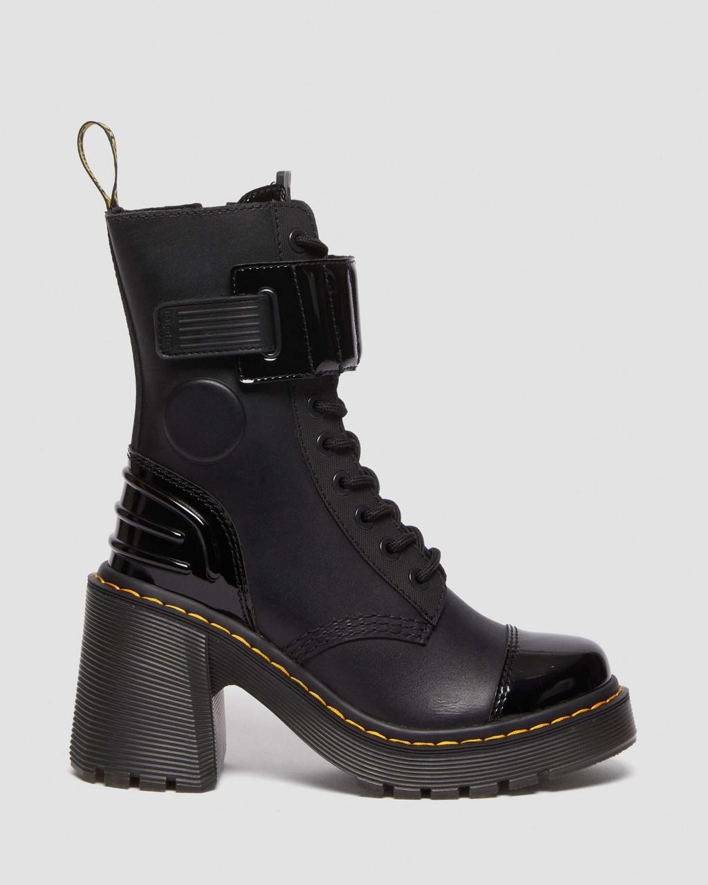 Dr. Martens Gaya 10-eye Alternative Leather Heeled Boots in Black | Lyst