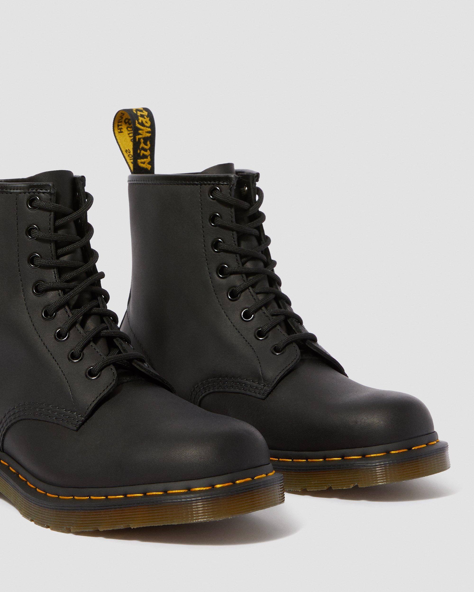 Dr. Martens 1460 Greasy Leather Lace Up Boots in Black - Lyst
