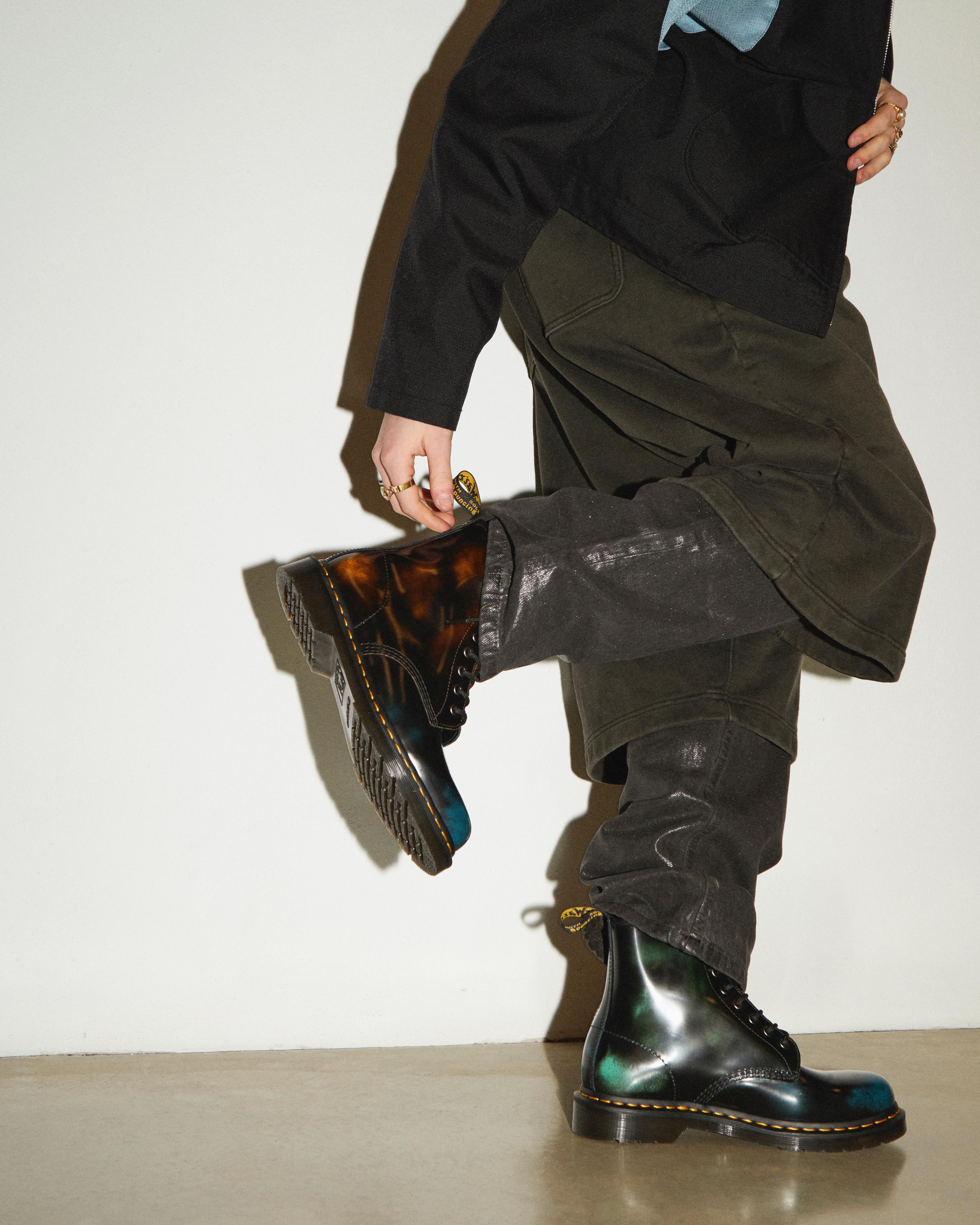Dr. Martens 1460 Brush Off Leather Lace Up Boots in Black