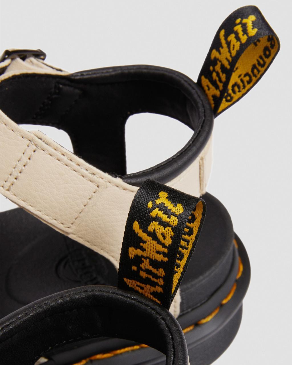 Dr. Martens Blaire Women's Pisa Leather Strap Sandals Parchment Beige Pisa  in Black | Lyst