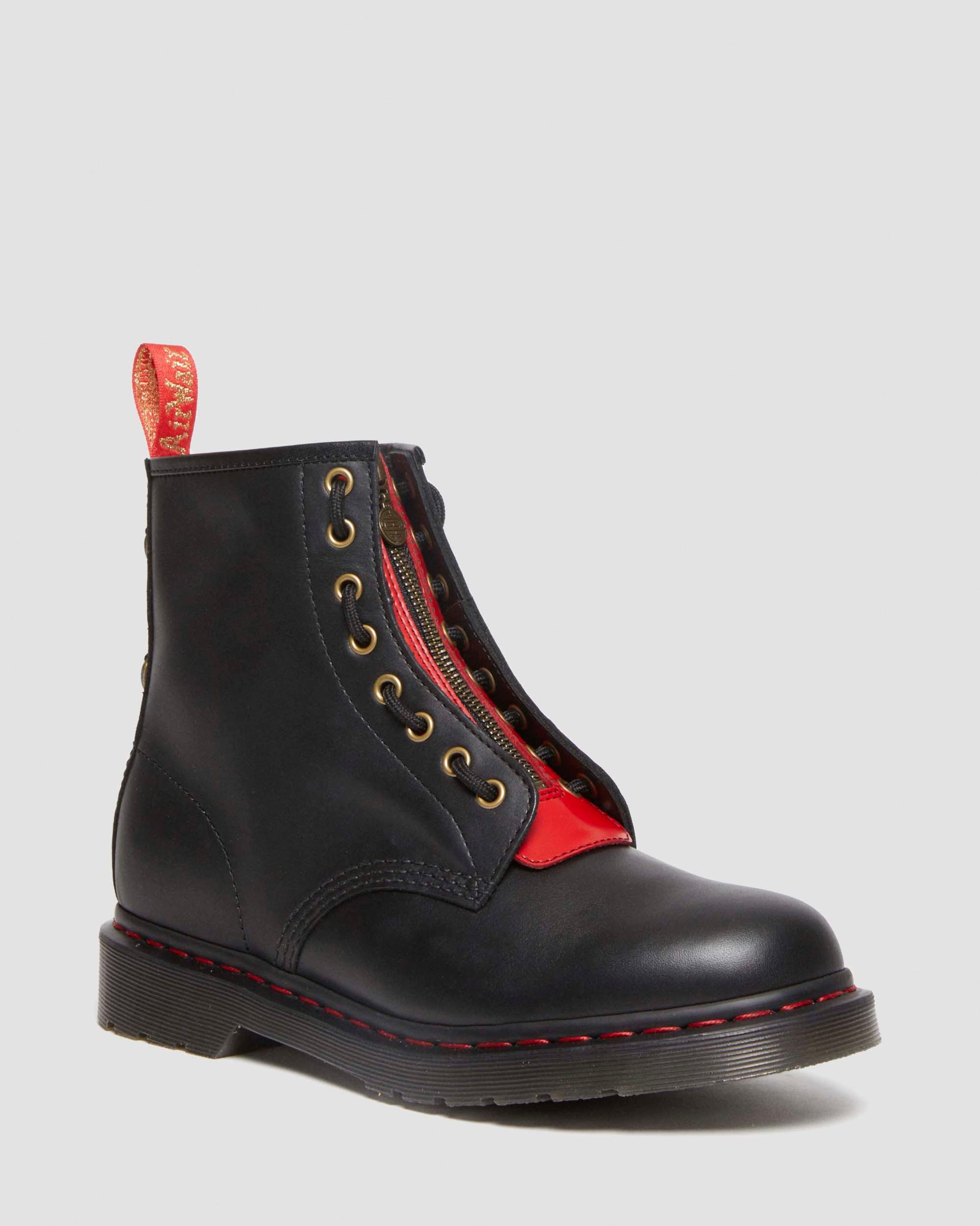 Dr martens red leather boots hot sale