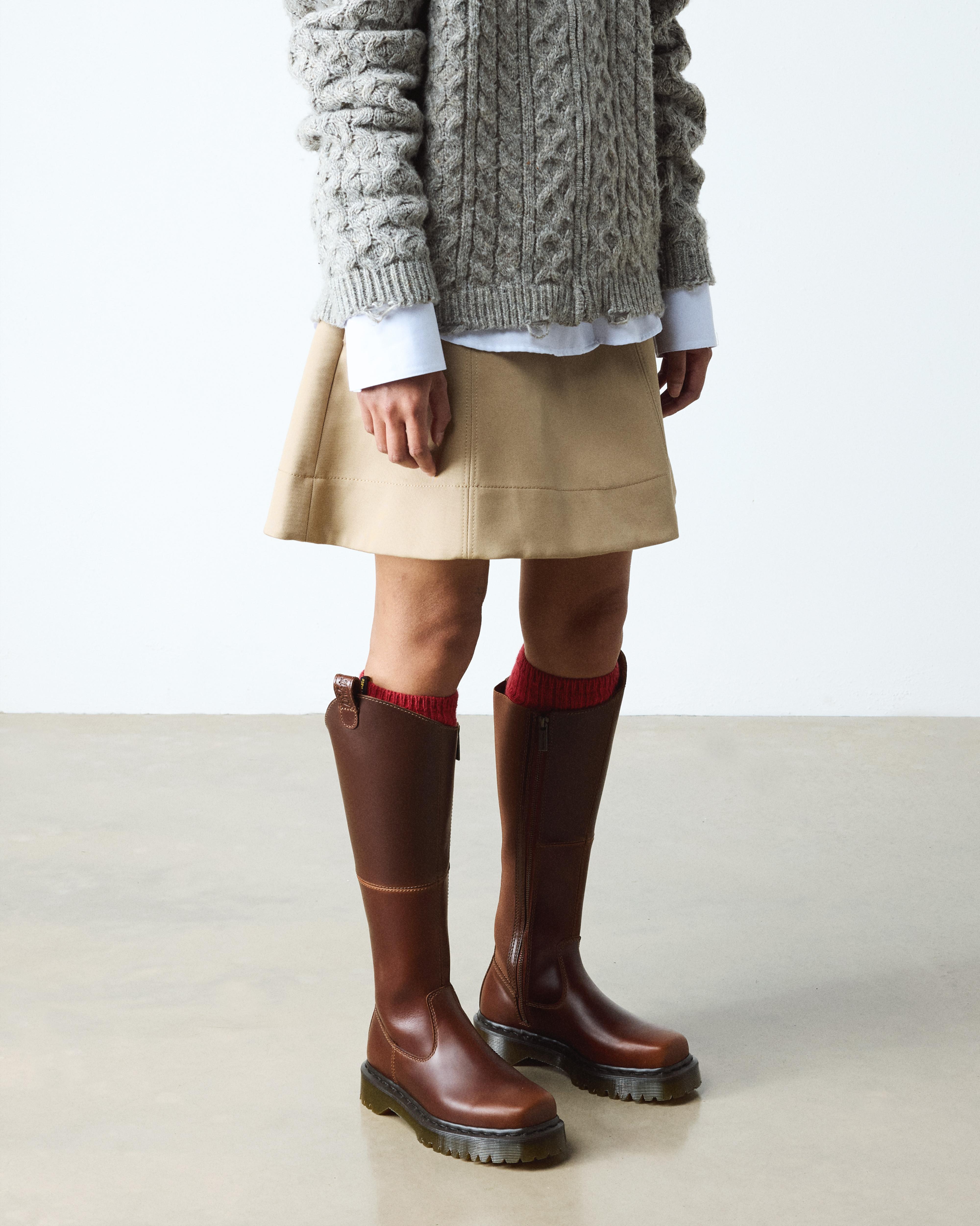 Martens Amaayah Knee High Leather Riding Boots in Brown Lyst