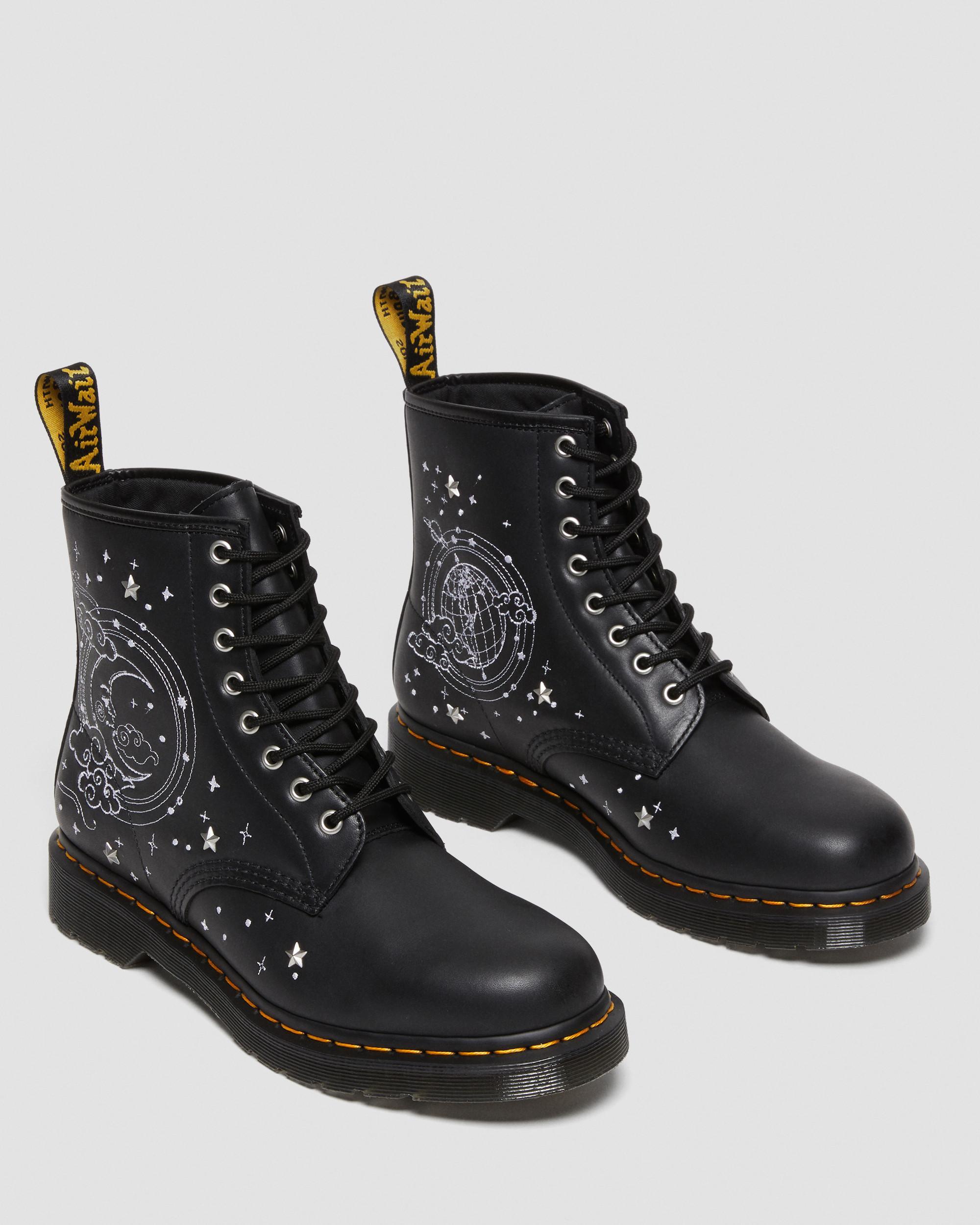 Dr. Martens 1460 Cosmic Embroidered Leather Lace Up Boots in Black | Lyst