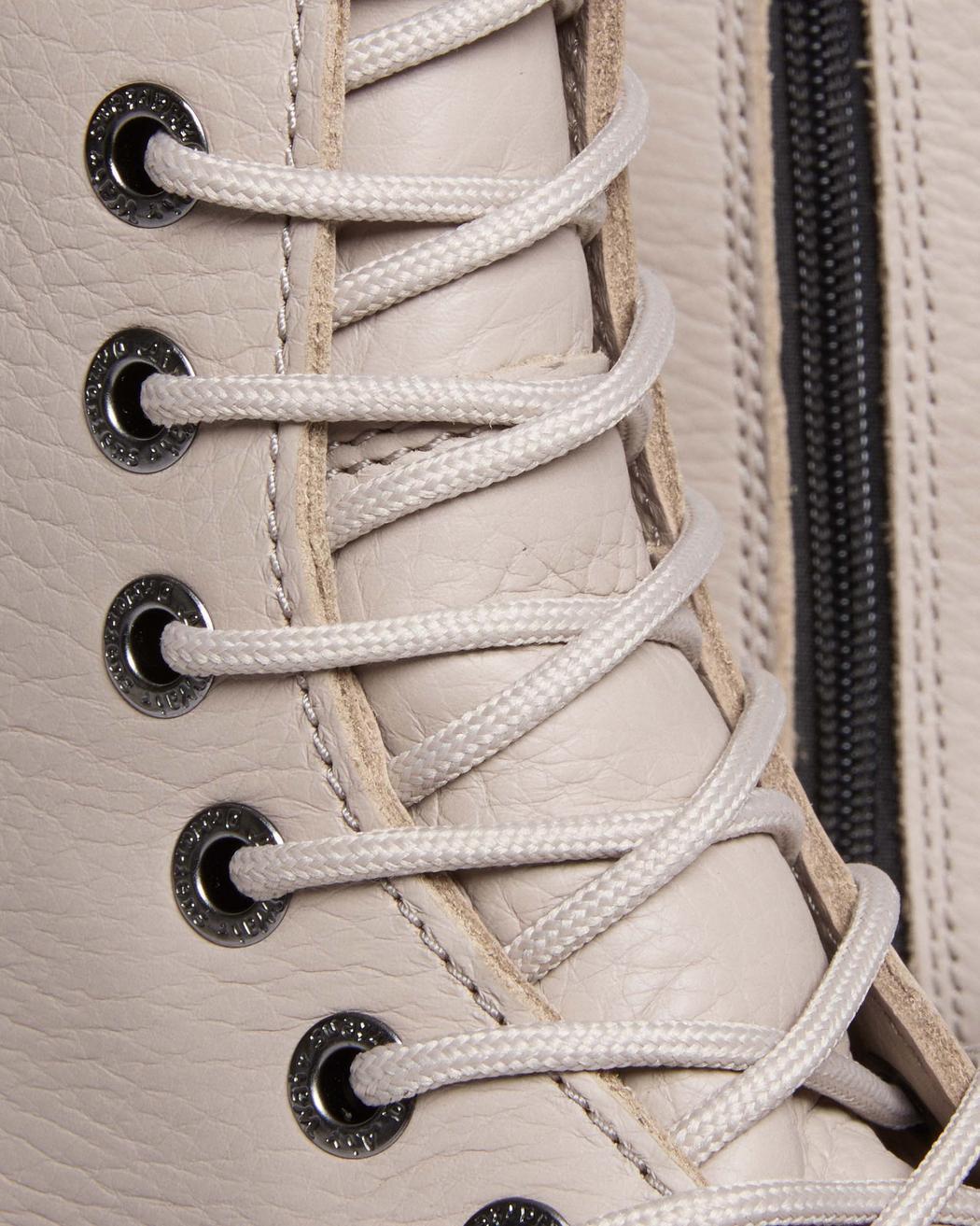 Dr. Martens Jadon Iii Pisa Leather Platform Boots Taupe in White