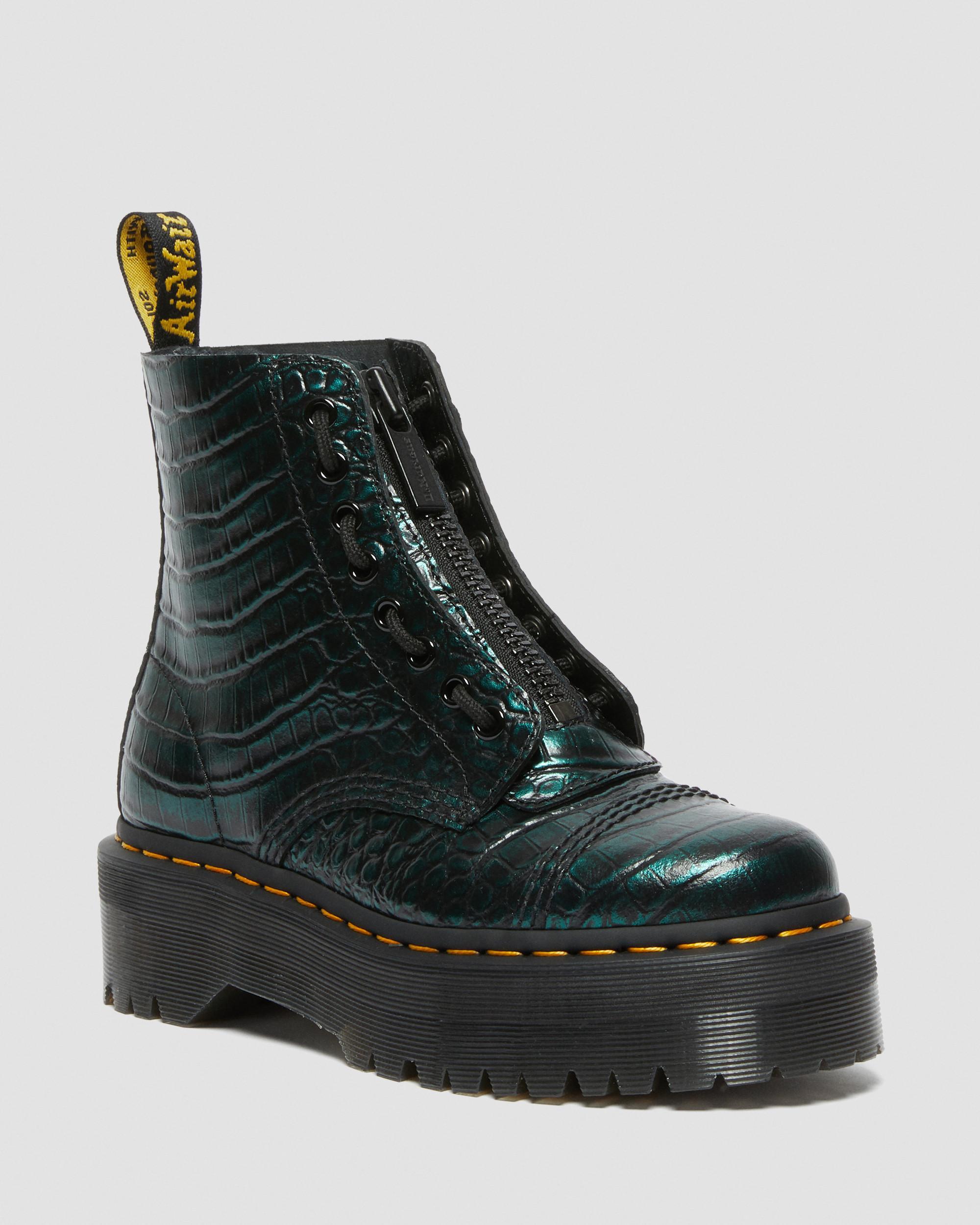 Dr. Martens Sinclair Wild Croc Leather Platform Boots in Black Lyst UK