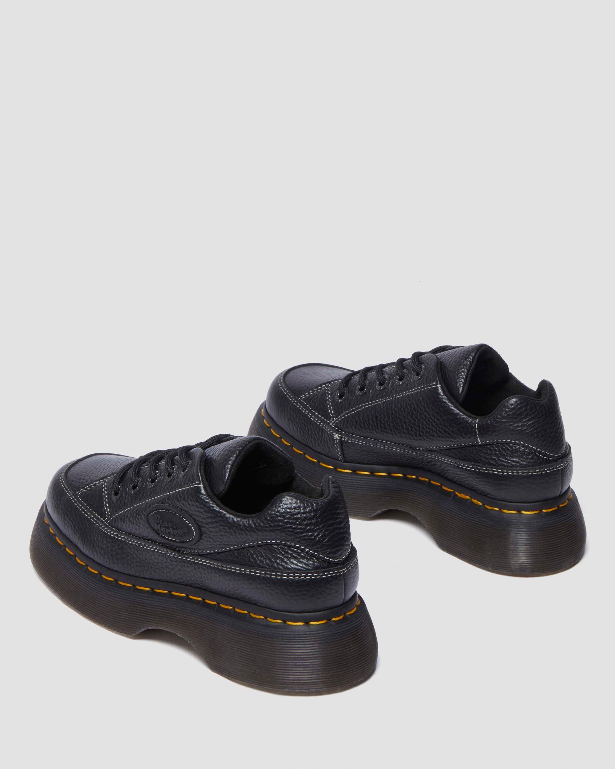 【DR MARTENS】Buzz 5-Eye Milled レザーシューズ Buzz 5-eye milled nappa leather shoes in Black Milled Nappa