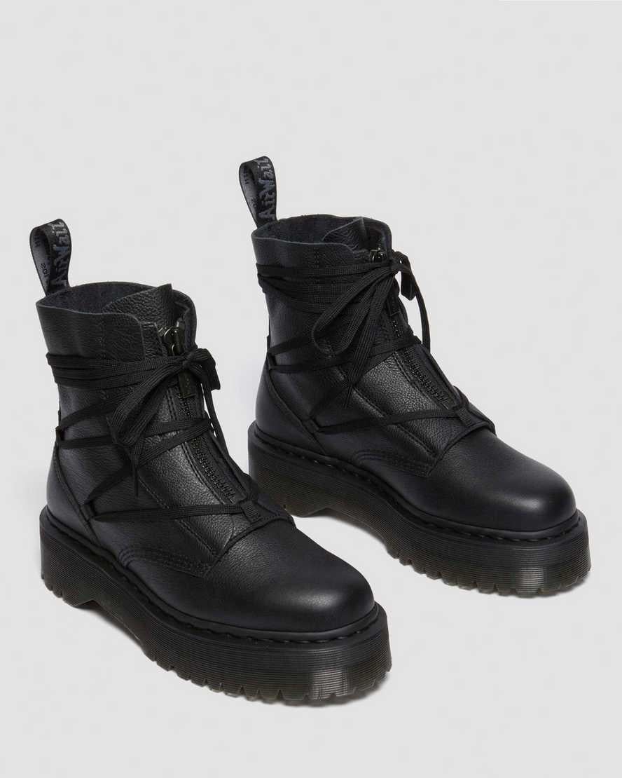 Martens Jarrick Ii Mono Laced Leather Platform Boots in Black