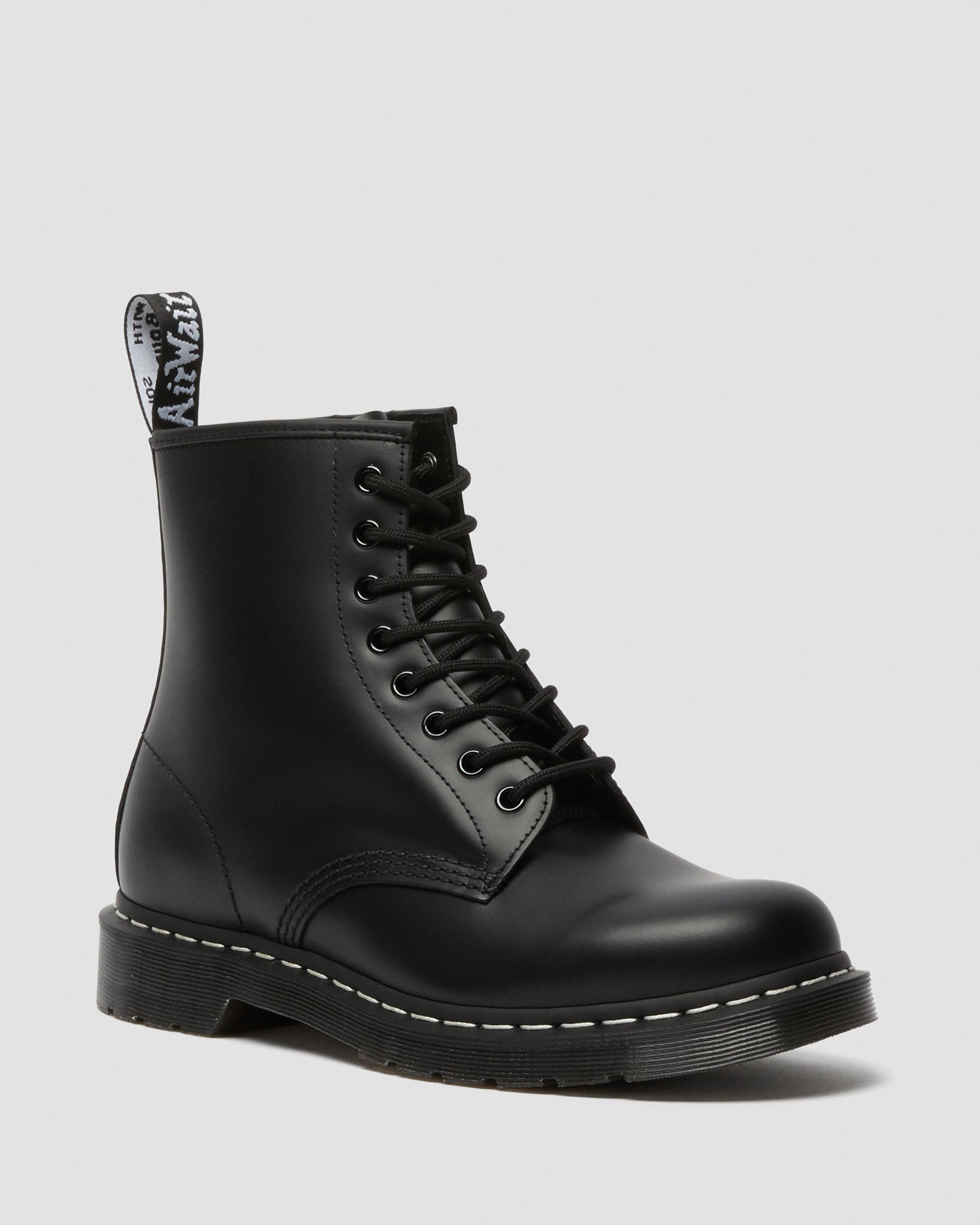 Dr. Martens 1460 Contrast Stitch Smooth Leather Boots in Black | Lyst