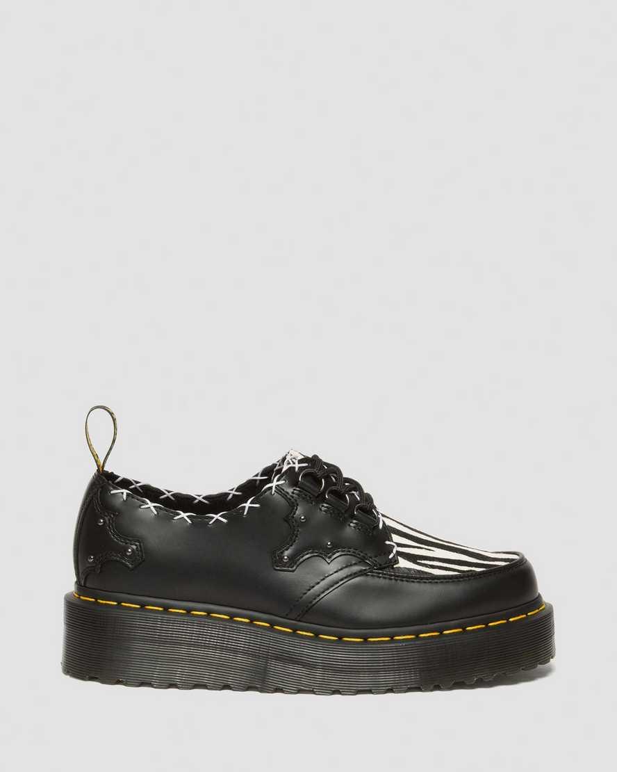 Martens Ramsey-Eye Leather Platform Creepers Shoes in Black