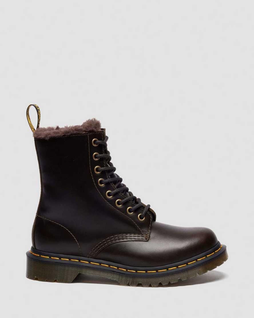 Martens 1460 Serena Faux Fur Lined Leather Boots in Black