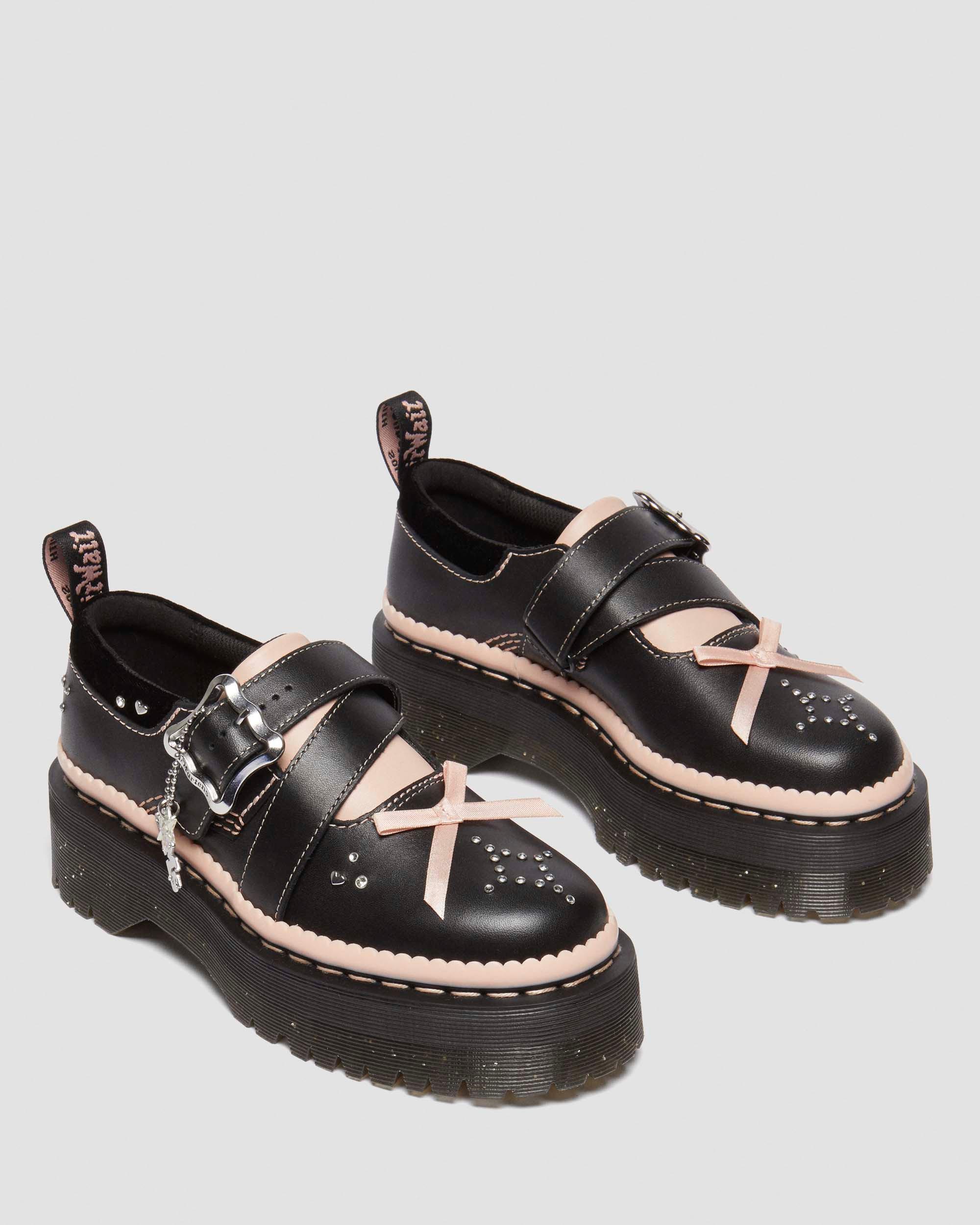 靴 Dr.Martens KEMSLEY STRAP SHOE Dr. Martens Kemsley Leather Buckle Platform Shoes in Black