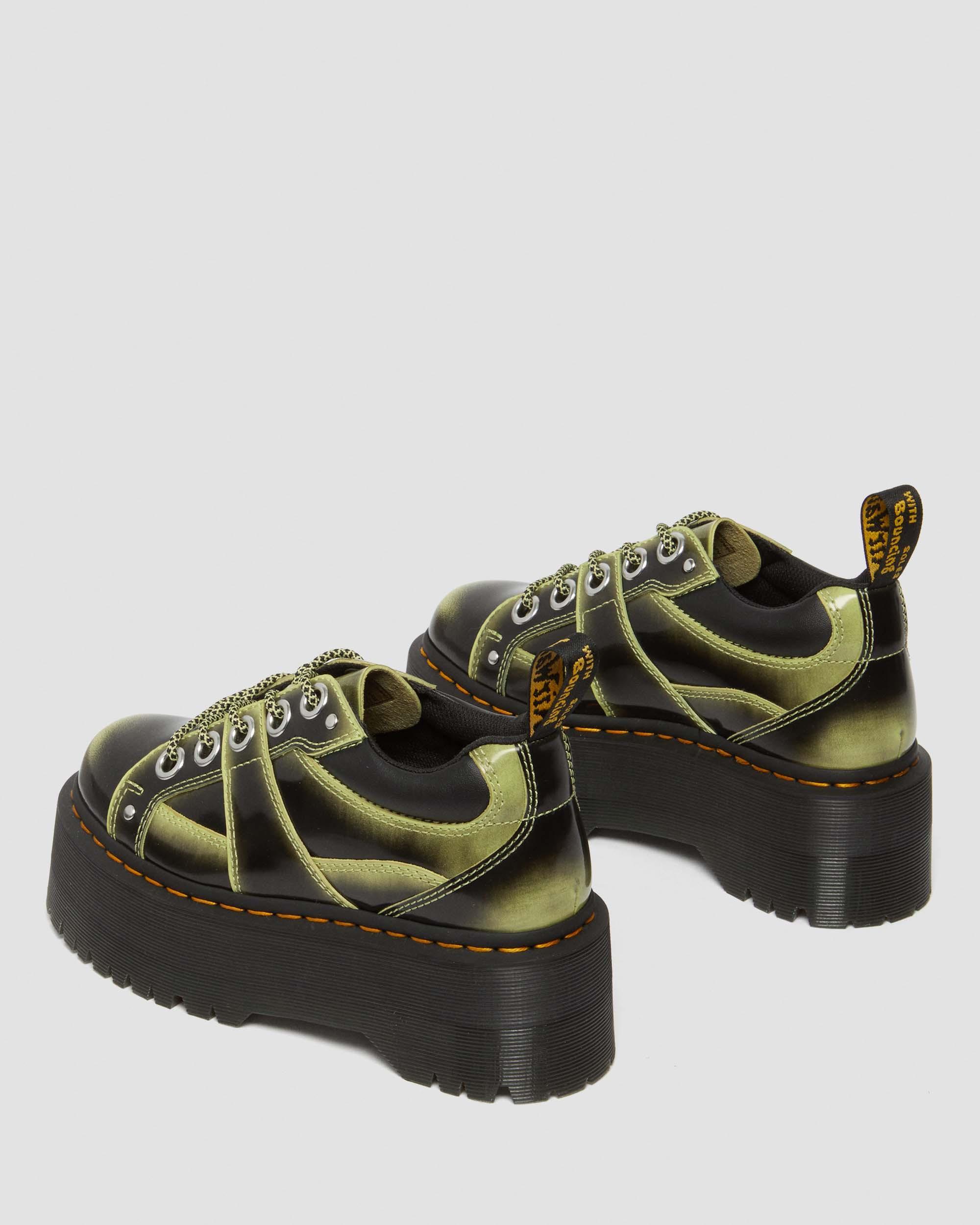 Dr. Martens 5 eye Max Distressed Leather Platform Shoes in Green Lyst UK