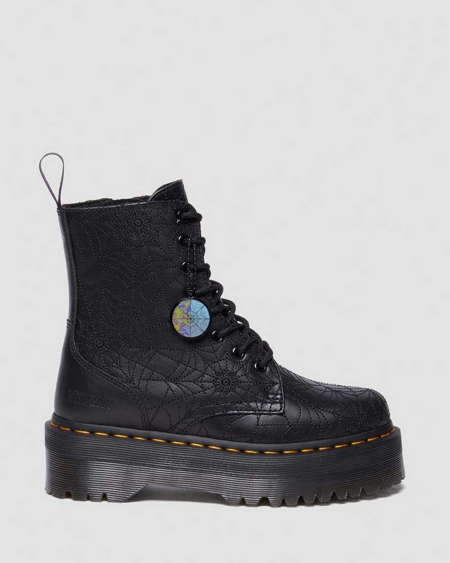 Martens Leather Jadon Wednesday Platform Boots in Black for