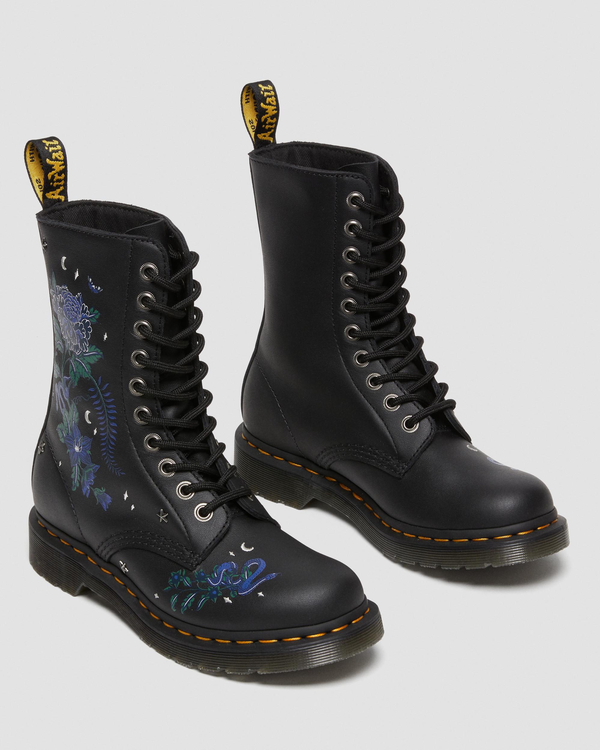 Martens 1490 Mystic Floral Leather Mid-calf Boots in Black Lyst