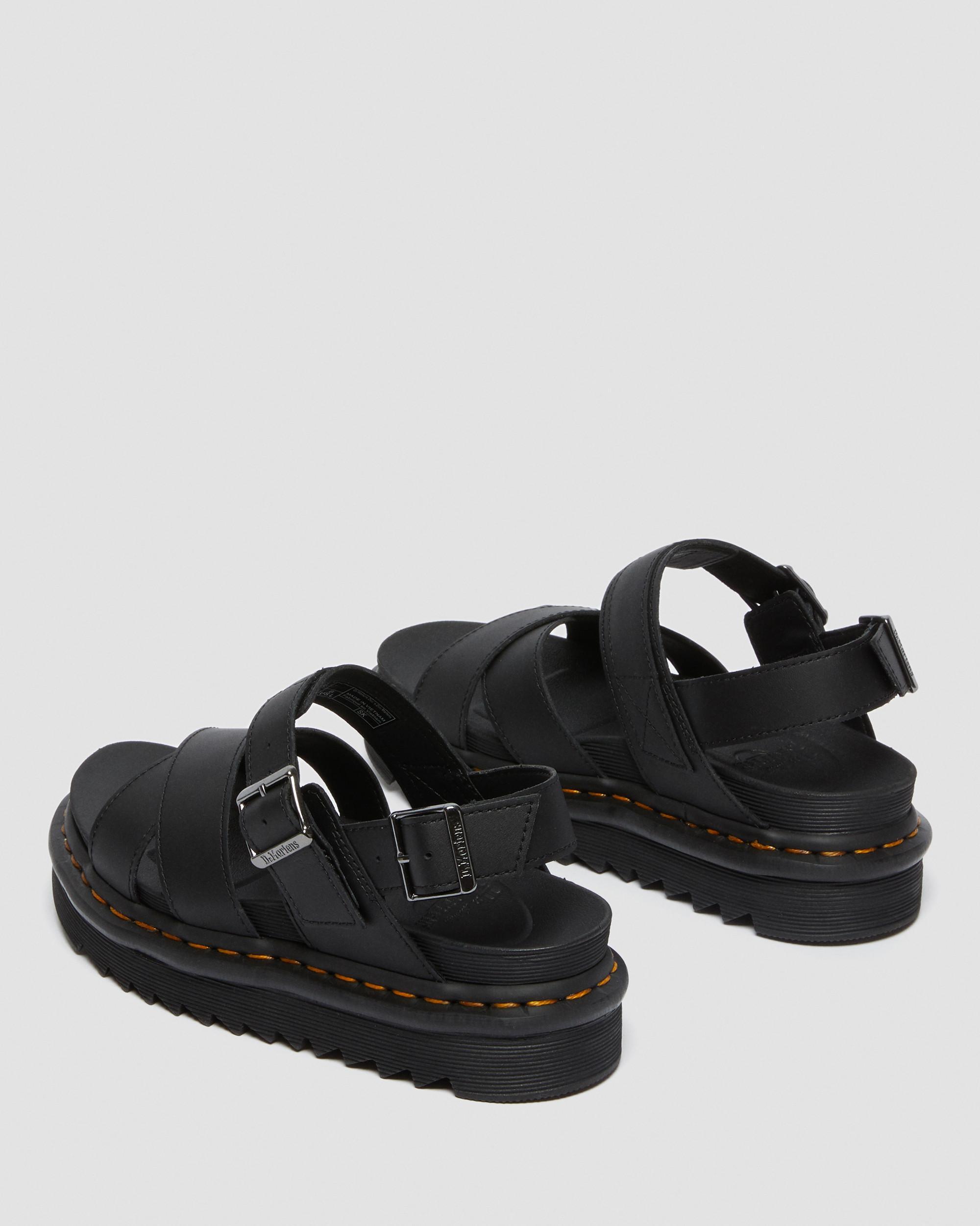 Martens Voss Leather Strap Platform Sandals White in Black Dr Womens Shoes Flats and flat shoes Flat sandals 