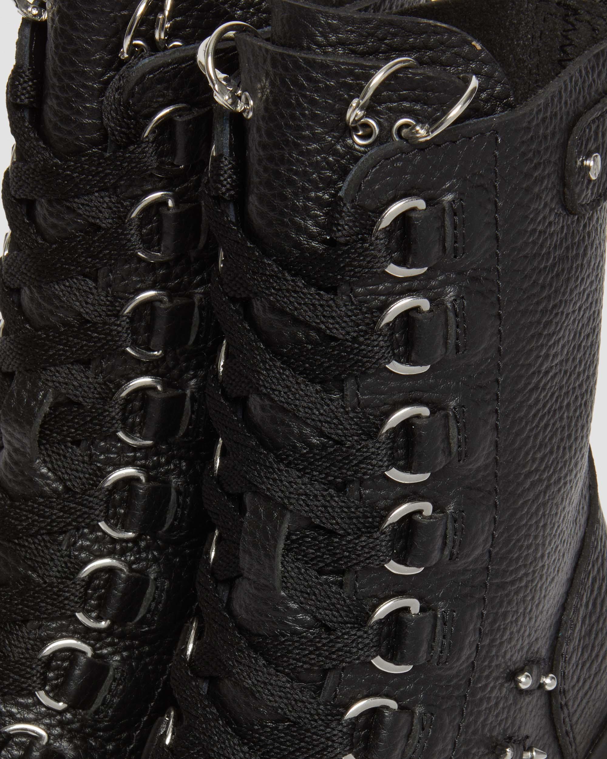 ★在庫確認★Dr. Martens Chesney Piercing Leather Boots Dr. Martens Women's Chesney 8-Eye Flared Heel Platform Boots