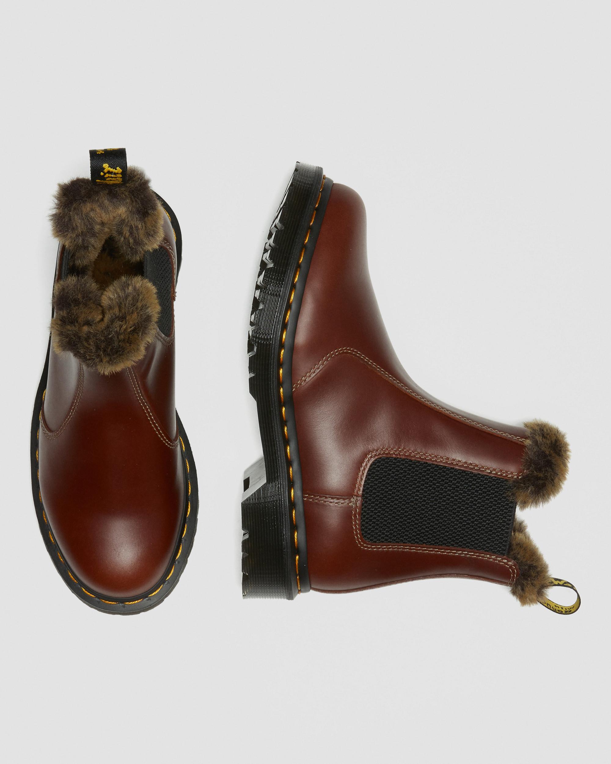 Dr. Martens 2976 Leonore Abruzzo Faux Fur Lined Chelsea Boots in Brown |  Lyst