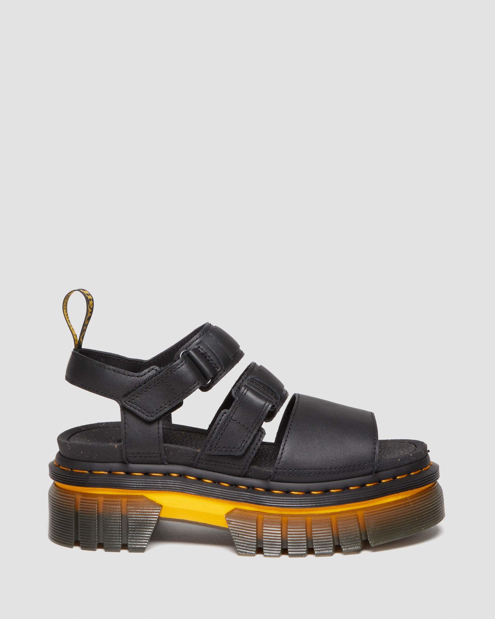 Dr. Martens Ricki Contrast Sole Leather 3-strap Platform Sandals in Black |  Lyst