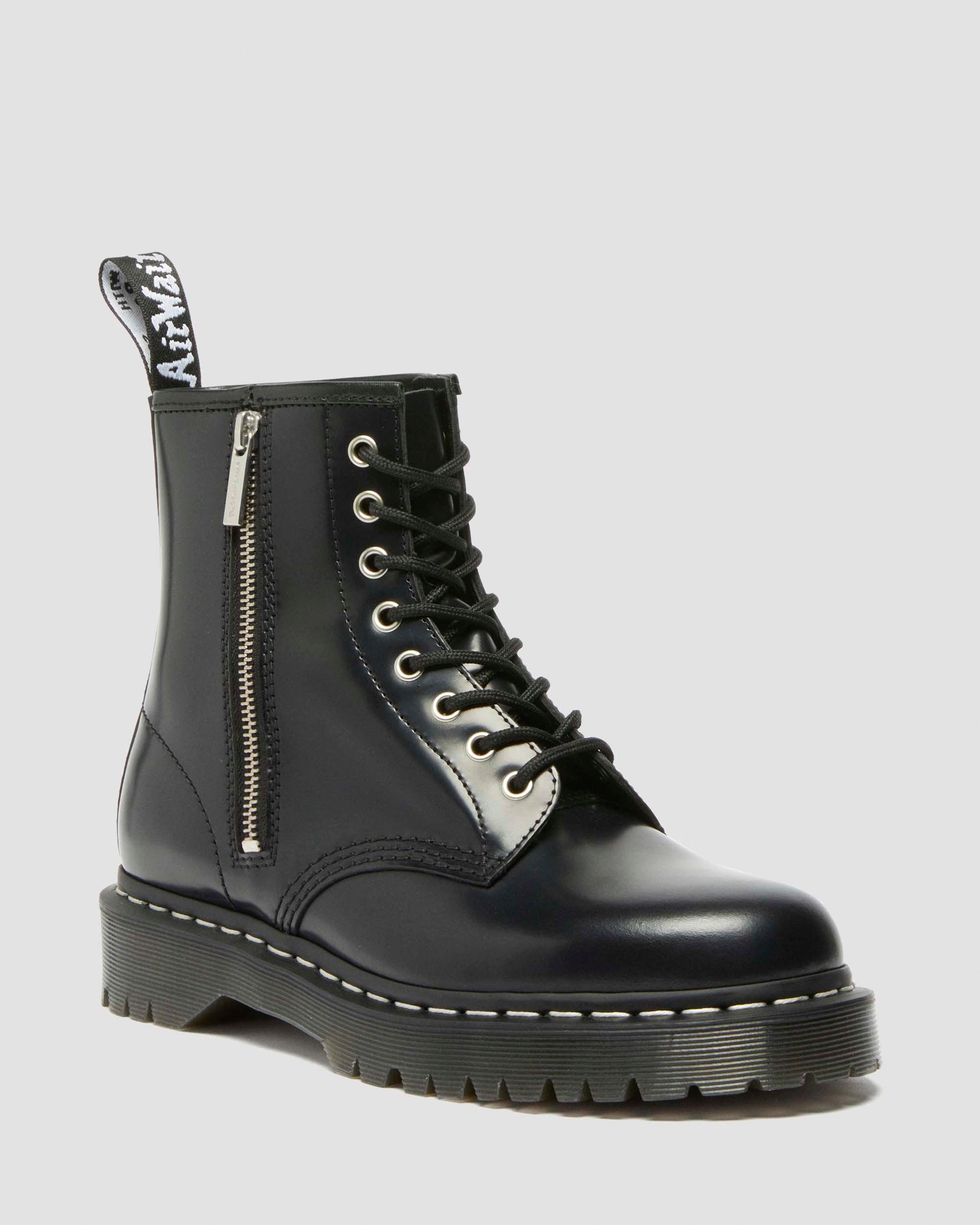 Dr. Martens 1460 Lace And Zip Smooth Leather Boots in Black | Lyst