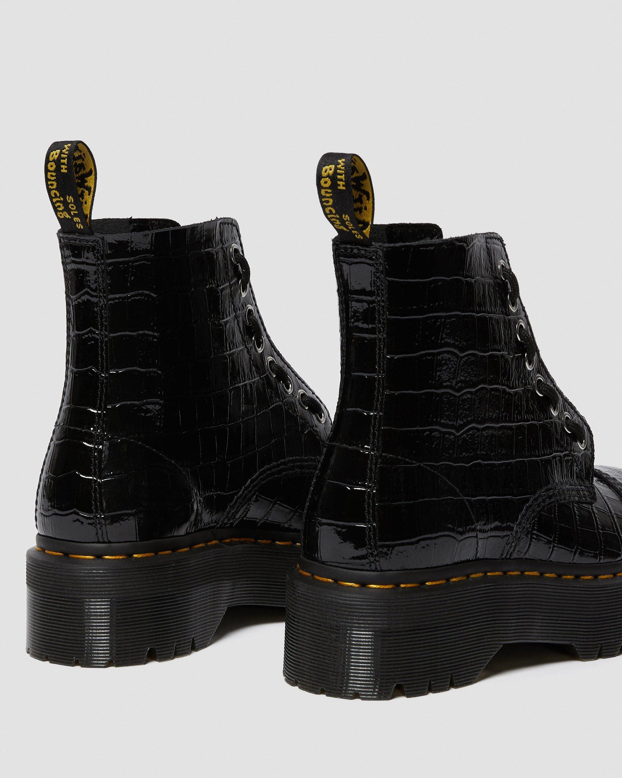Dr. Martens Leather Sinclair Patent Crocodile Platform Boots in Black | Lyst