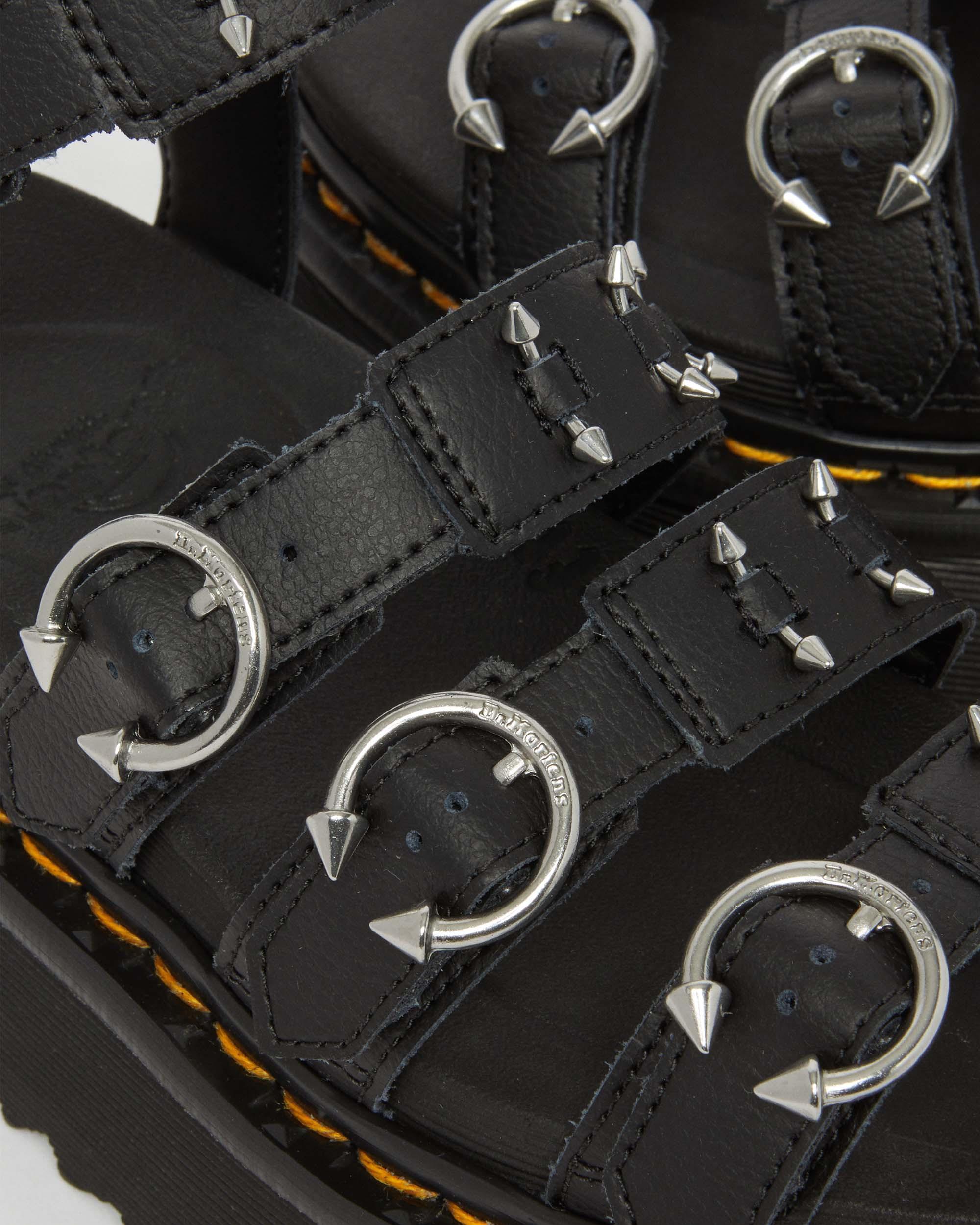 Dr. Martens Blaire Piercing Leather Platform Sandals in Black | Lyst