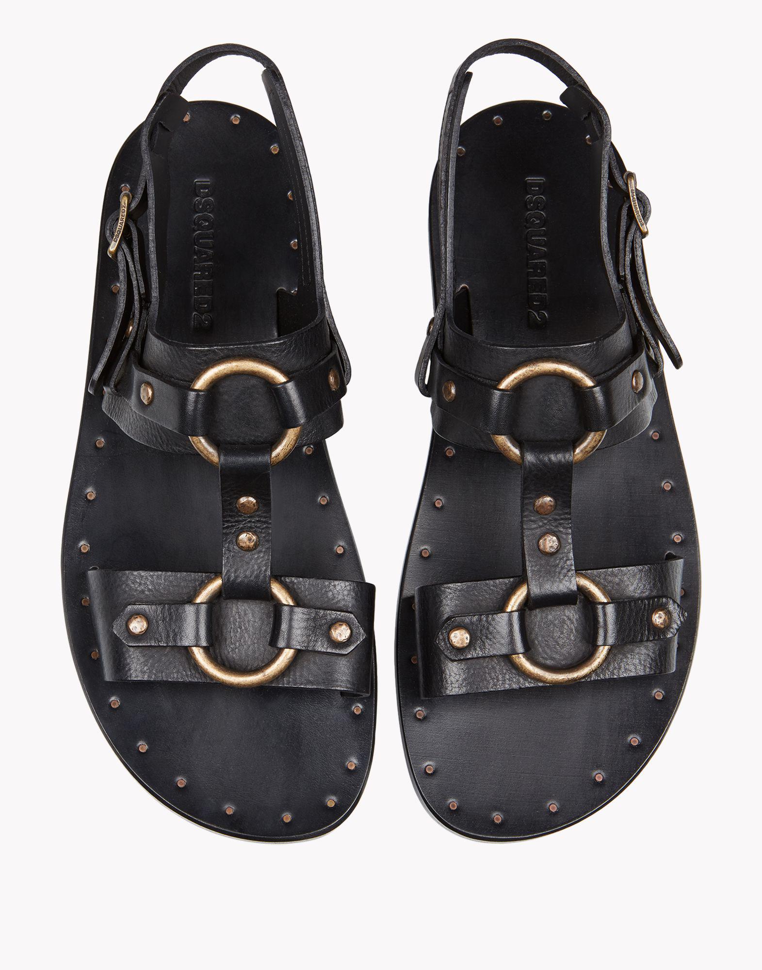 DSQUARED2 Flat Moses Sandal Men's Sandals Black #menssandals | Sandals, Boots men, Mens sandals
