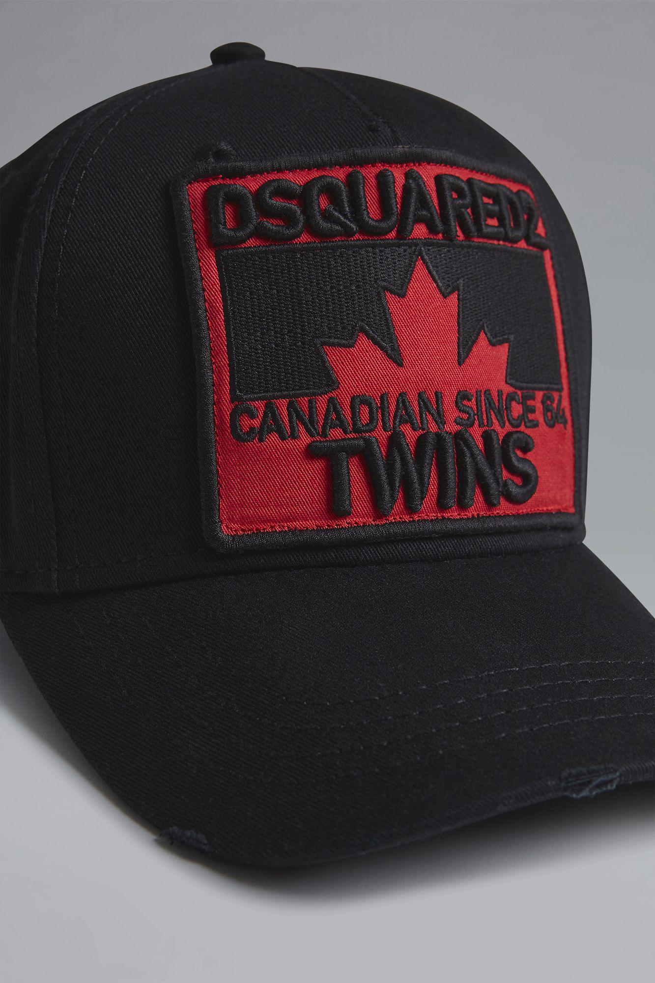 red and black dsquared hat