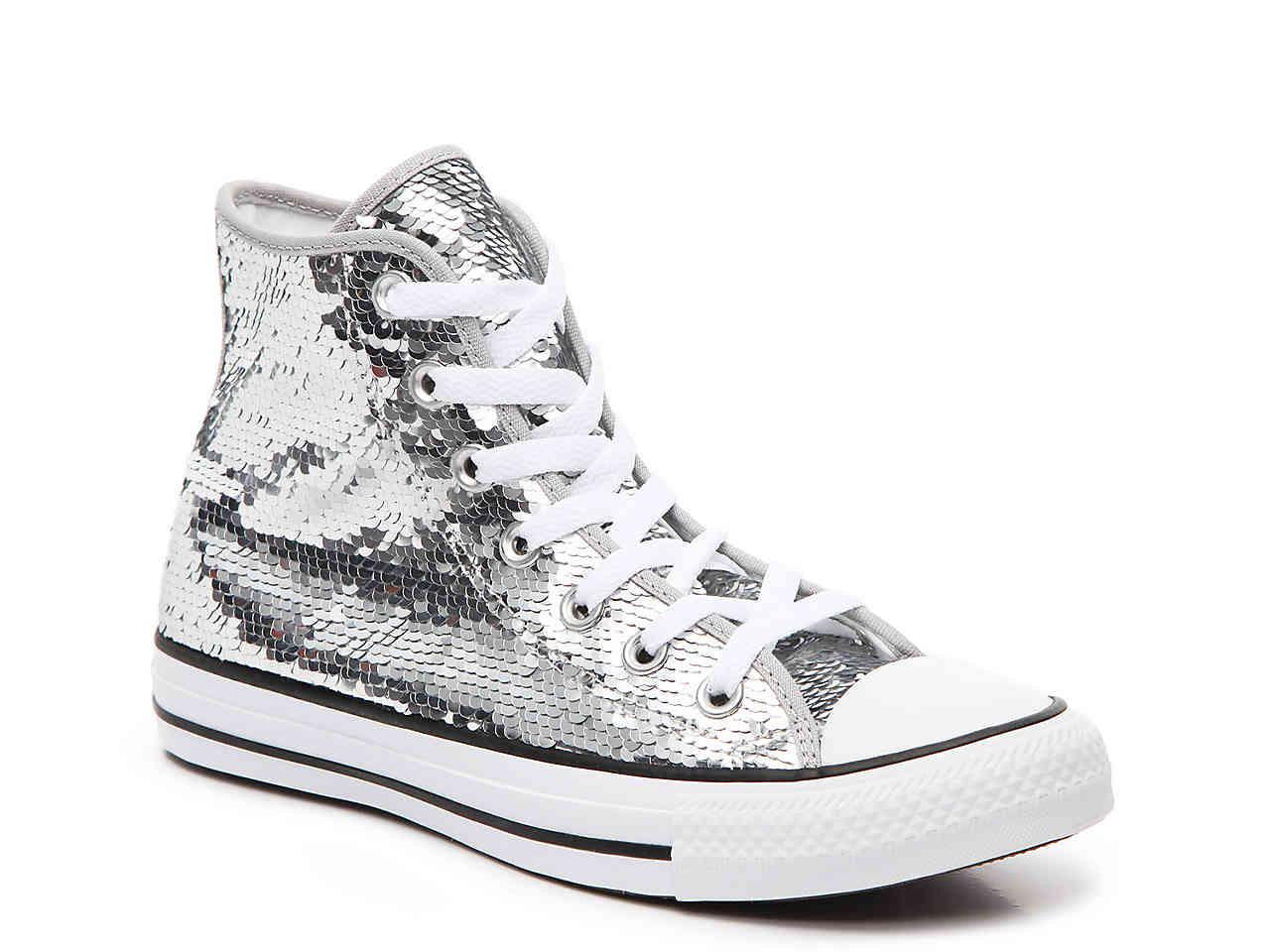 silver sparkly converse high tops