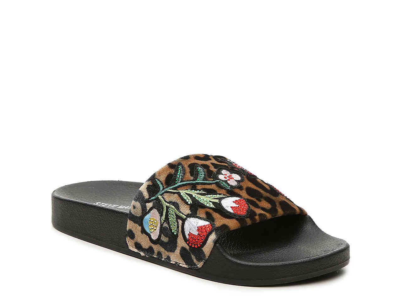 steve madden leopard slide sandals