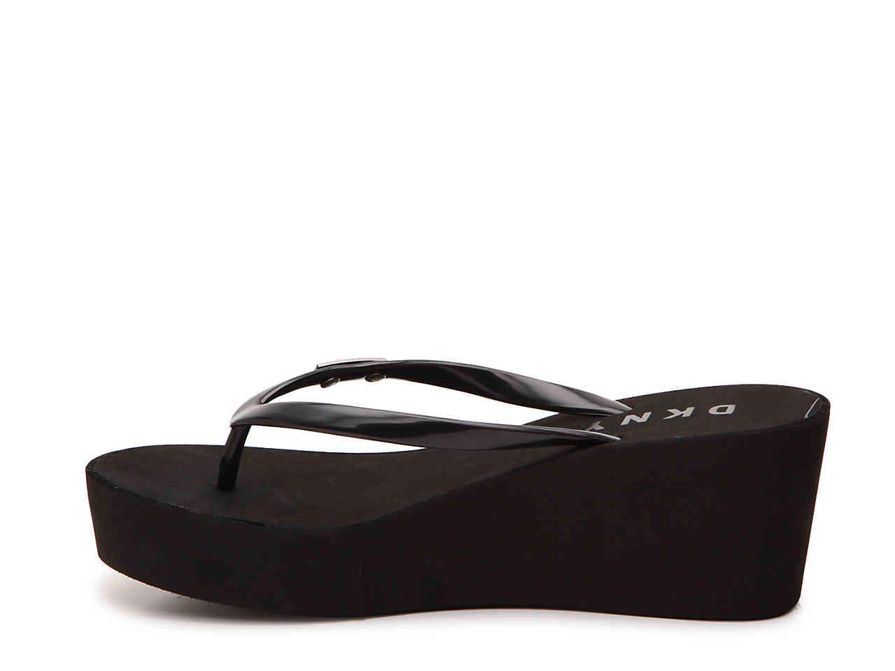 dkny wedge flip flops