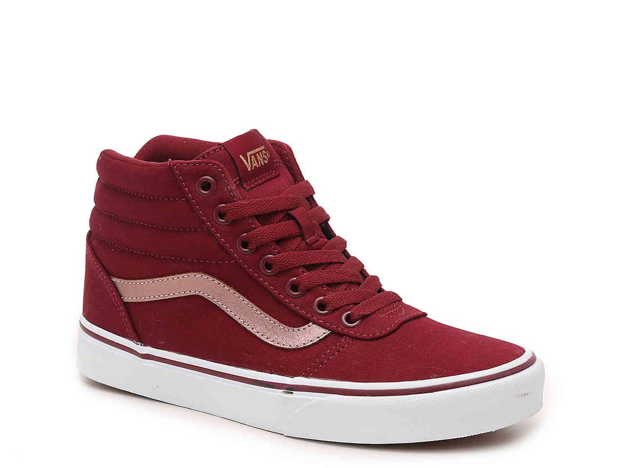 vans ward hi women's skate shoes burgundy