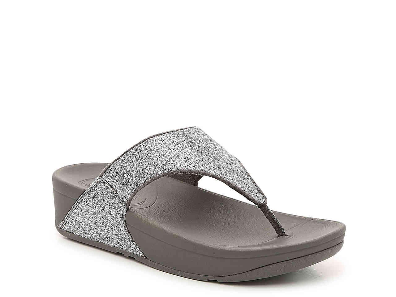 lulu art denim wedge flip flop
