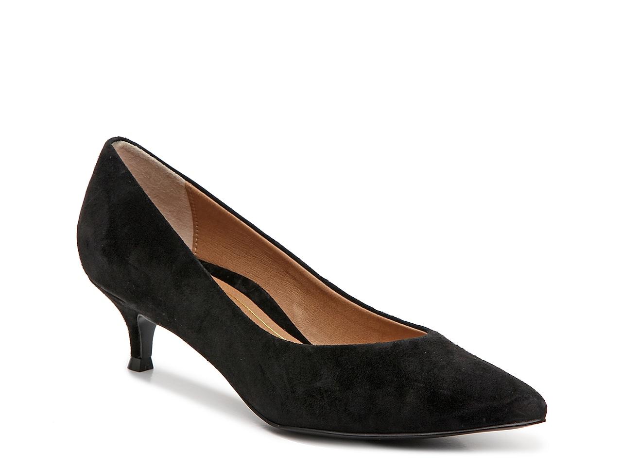 Vionic Josie Kitten Heel Pump in Black Suede (Black) Lyst
