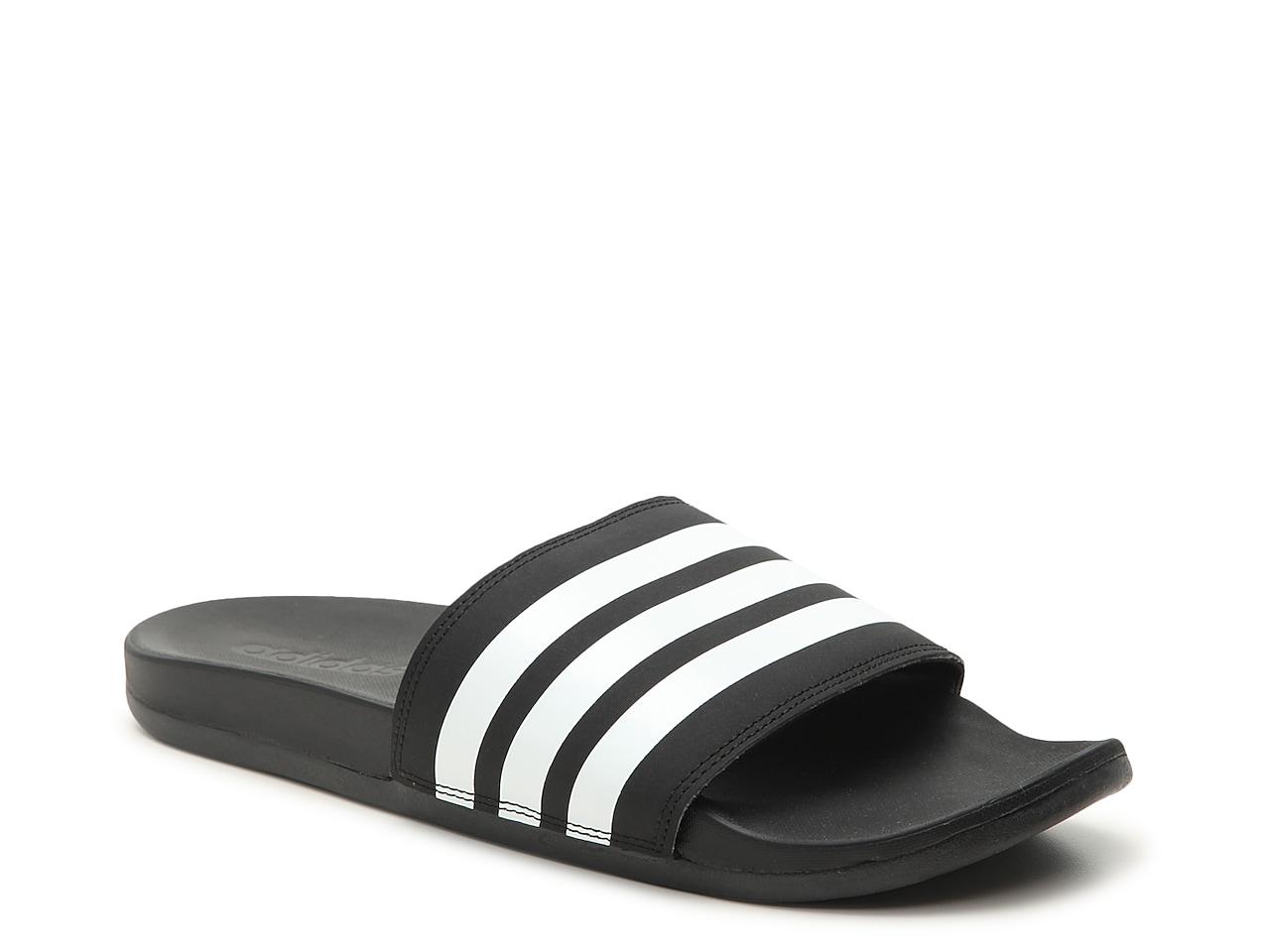 adidas Suede Adilette Cloudfoam Plus Slide Sandal in Black for Men | Lyst