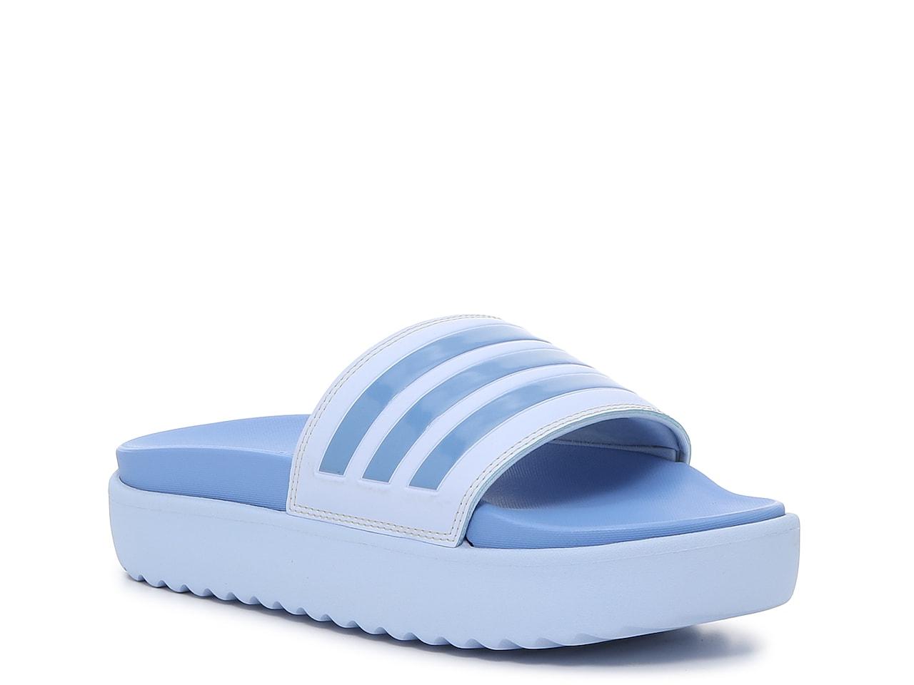 adidas Adilette Platform Slide in Blue Lyst