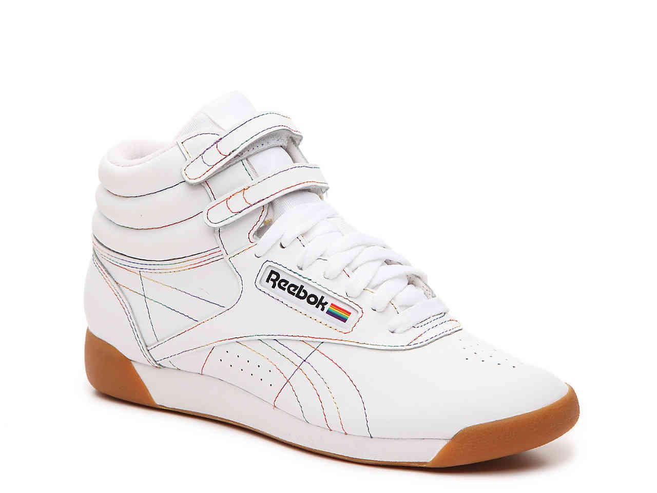 reebok freestyle hi rainbow casual shoes
