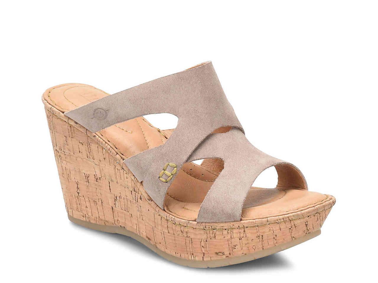 Born Suede Andreas Wedge Sandal in Grey 