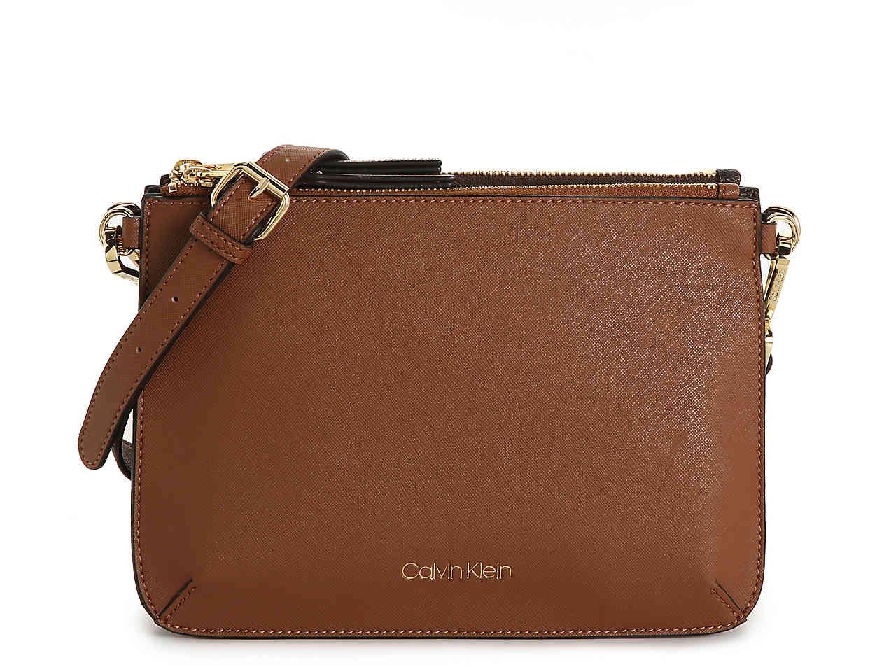 Calvin Klein Double Crossbody Bag in Brown - Lyst