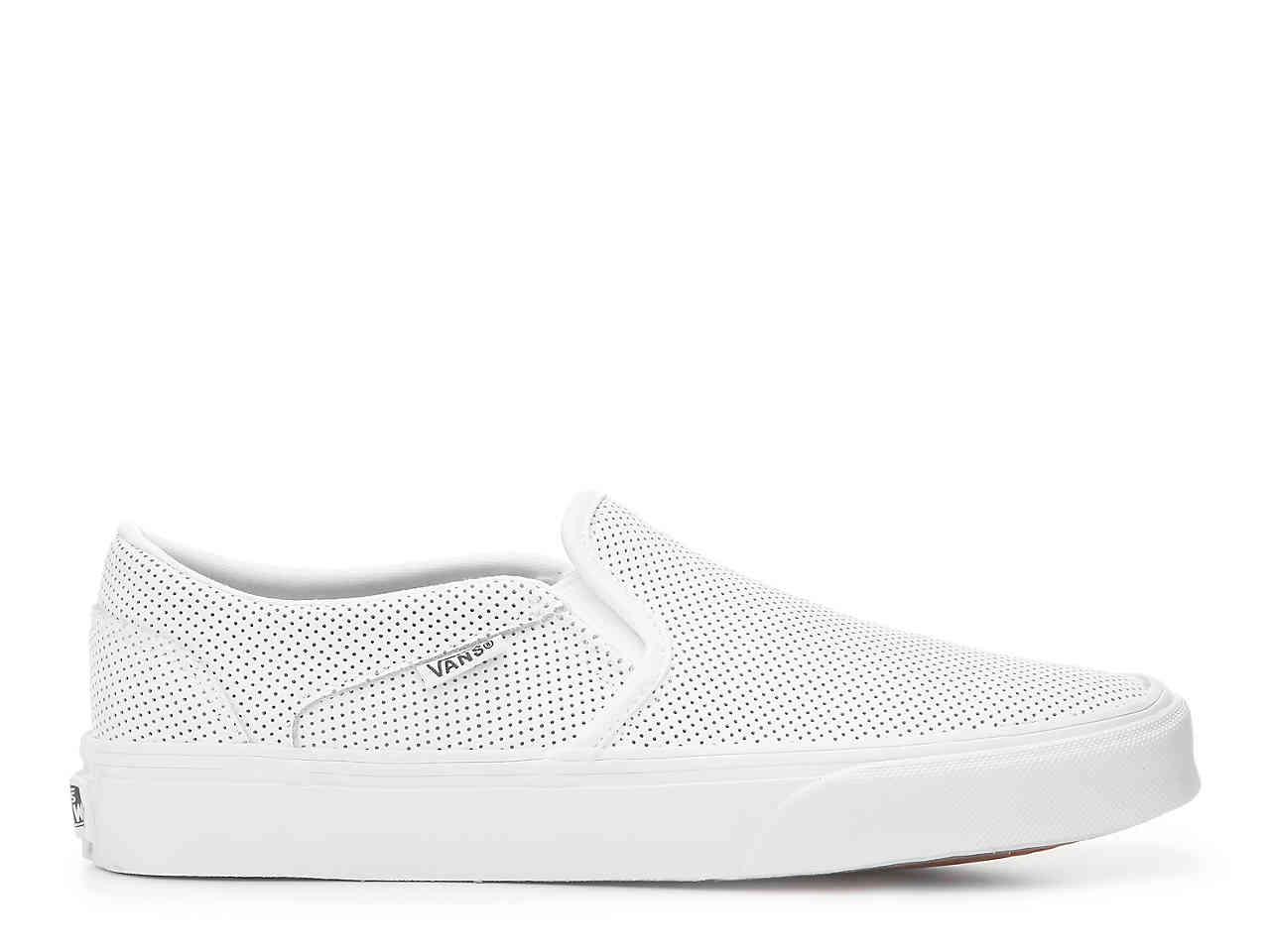 vans asher perforated white