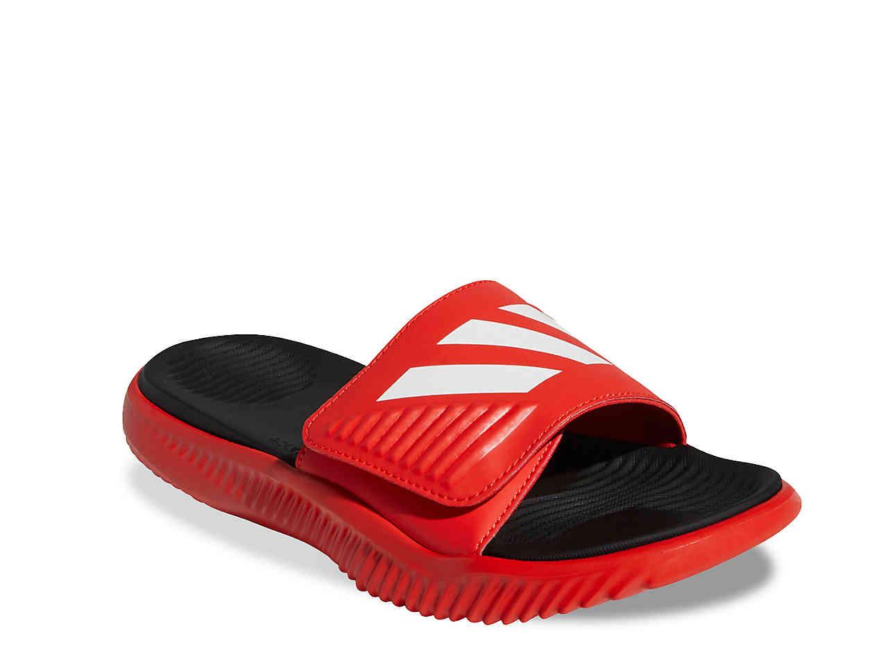 red and white adidas flip flops