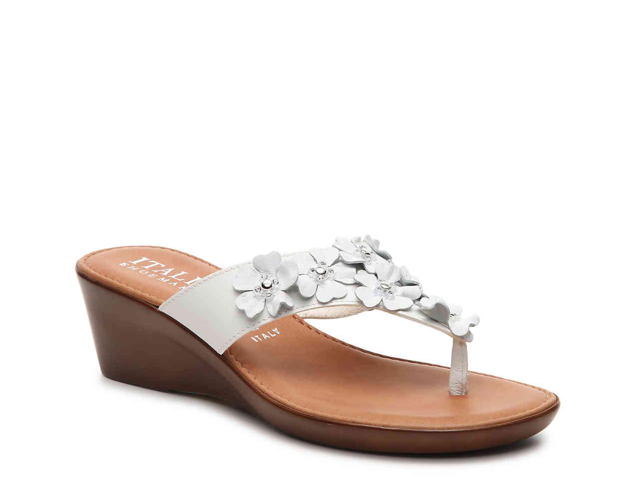 Italian Shoemakers Gisselle Wedge Sandal in White - Lyst