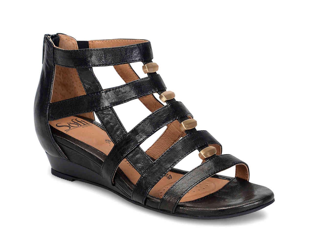 Söfft Rio Wedge Leather Sandal in Black Leather (Black) - Save 61% - Lyst
