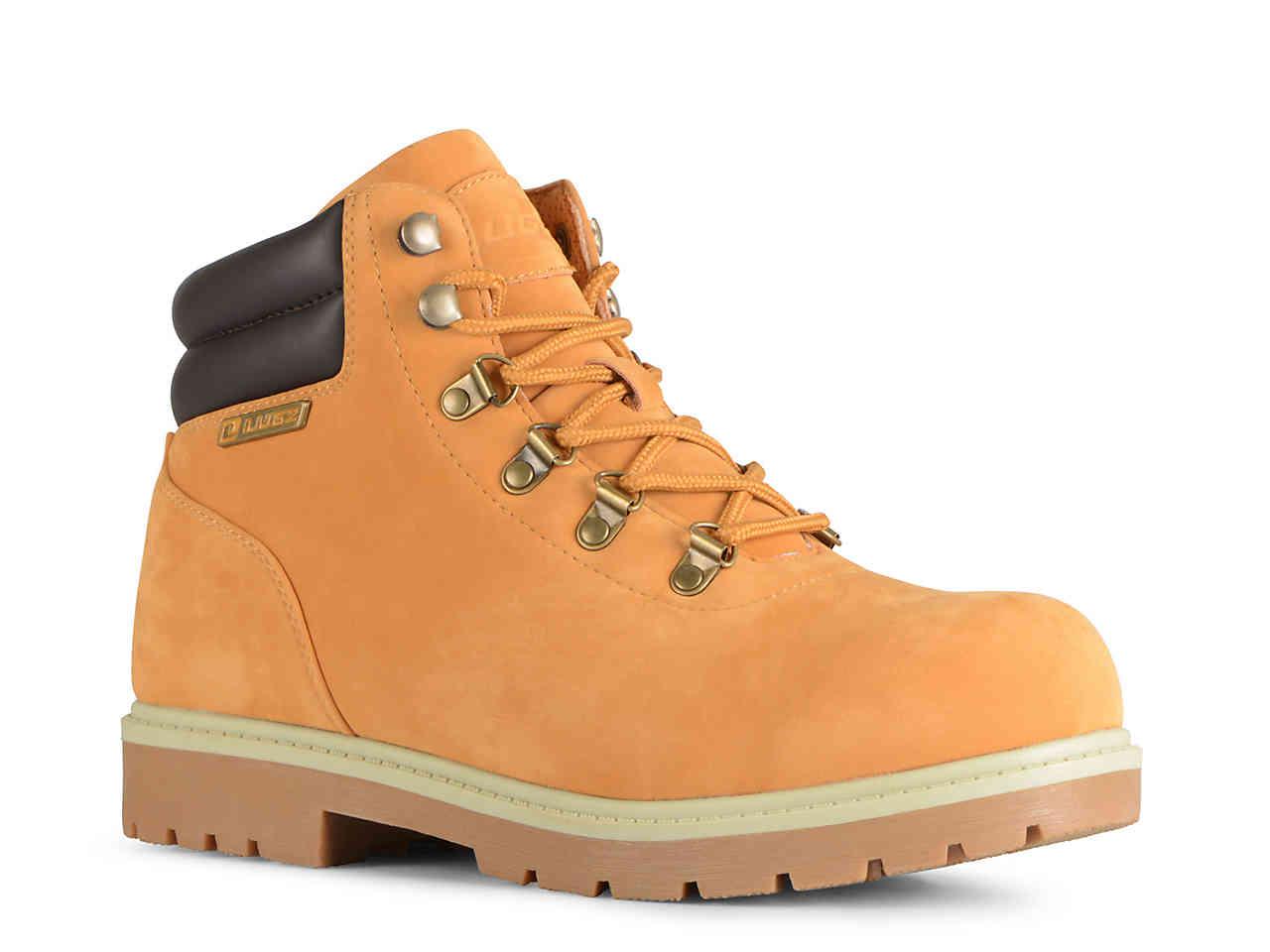 black and yellow work boots