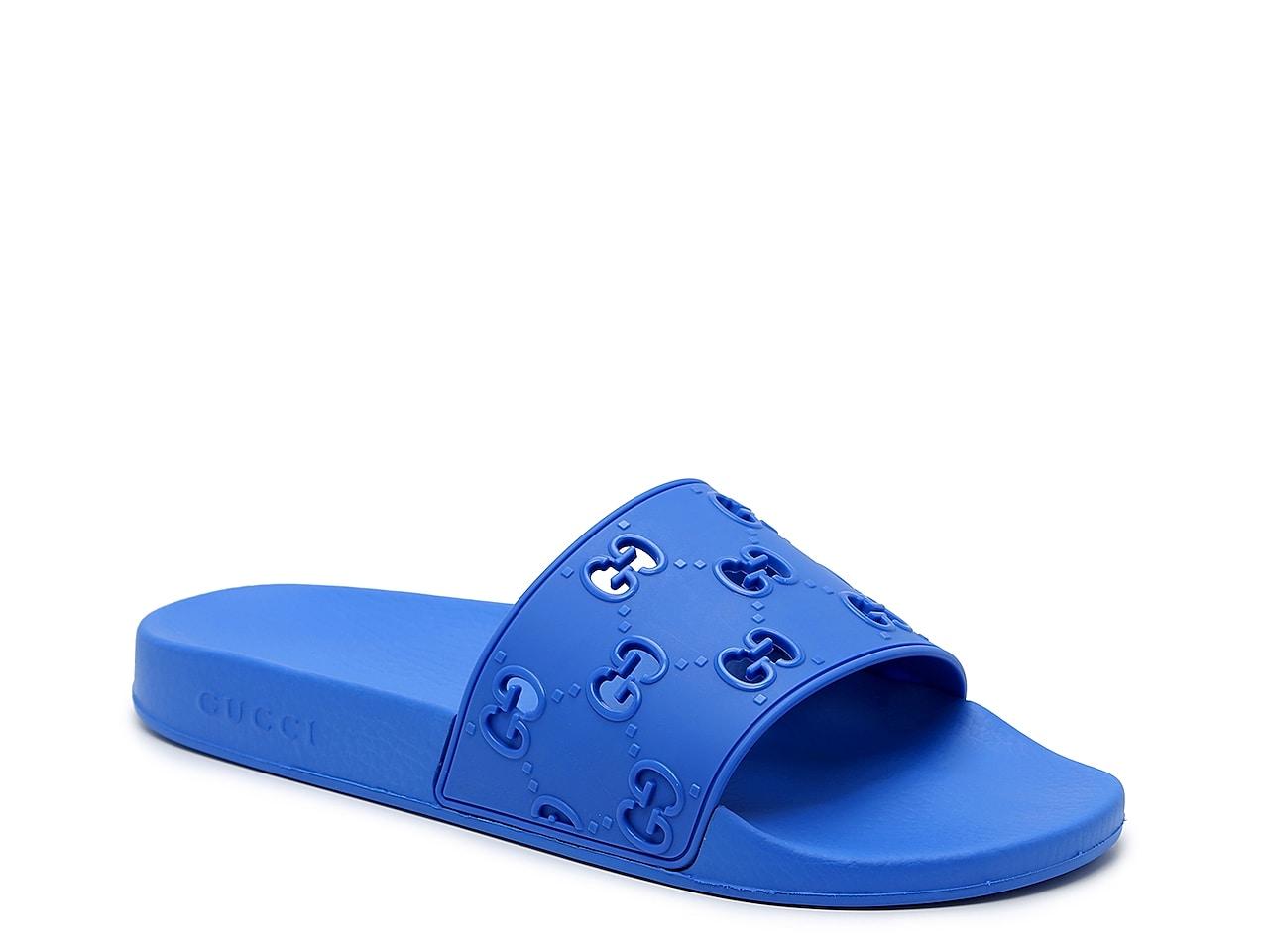 mens blue gucci slides