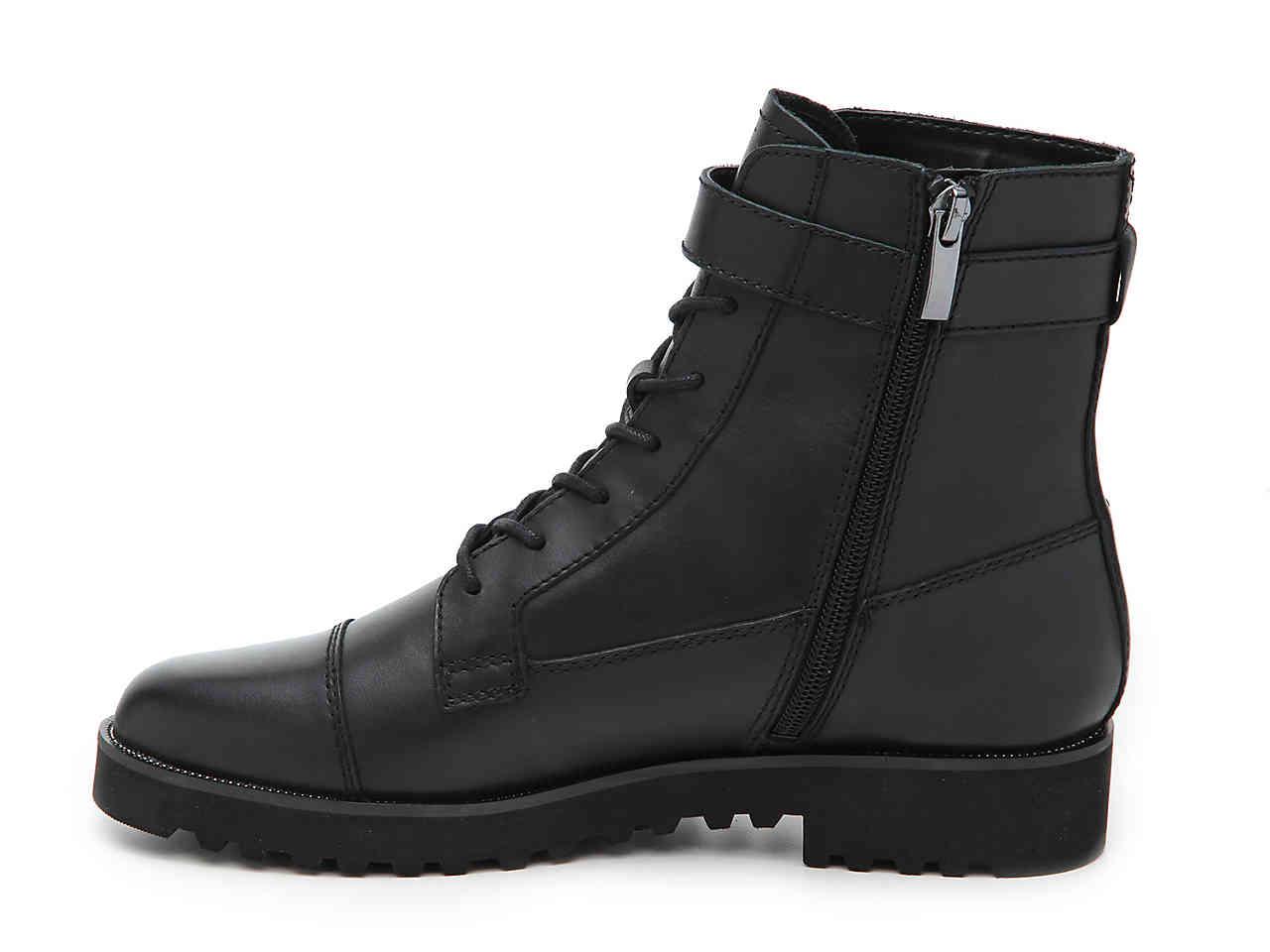 Franco Sarto Leather Carlson Combat Boot in Black - Lyst