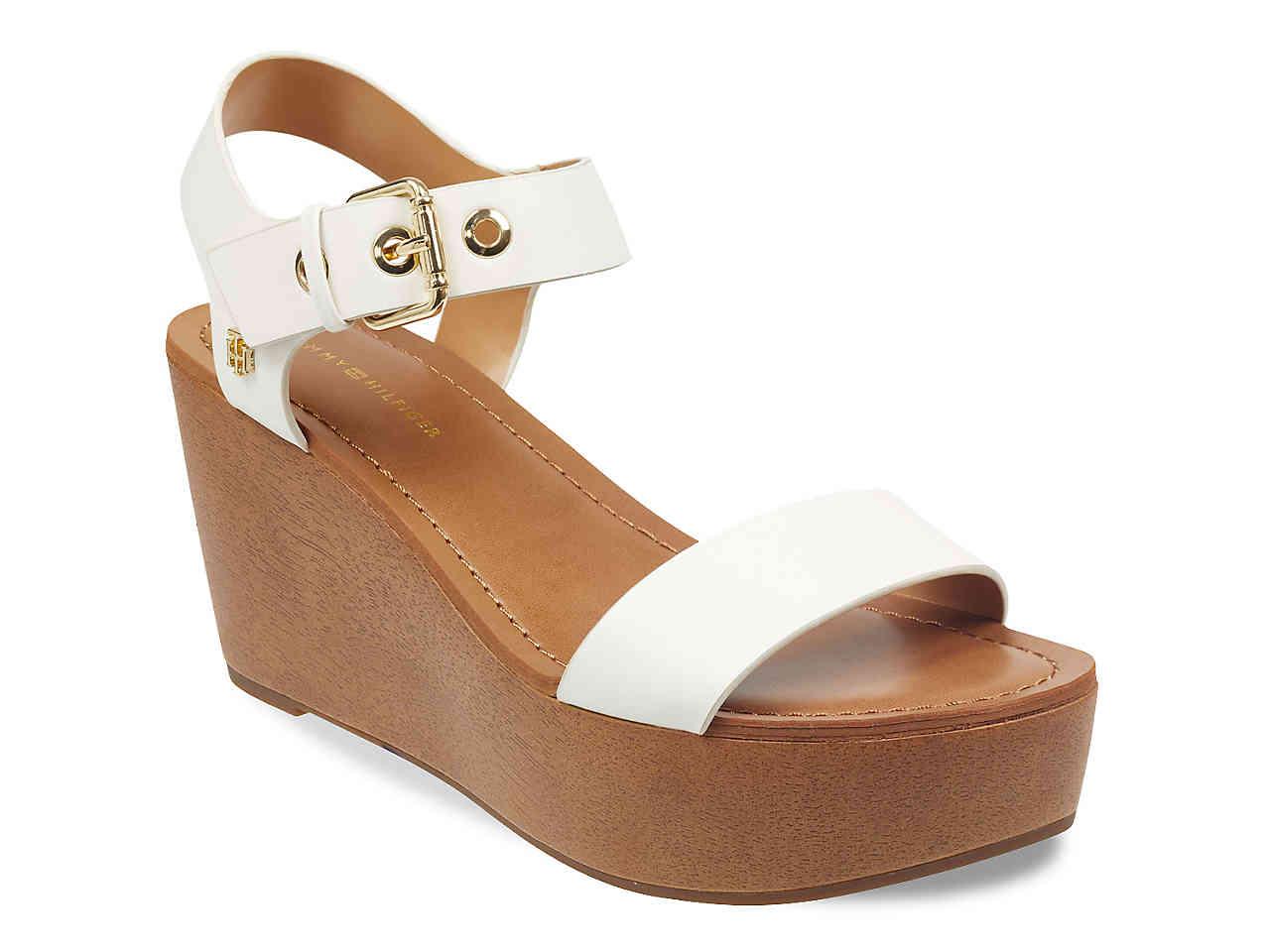 tommy hilfiger white wedges