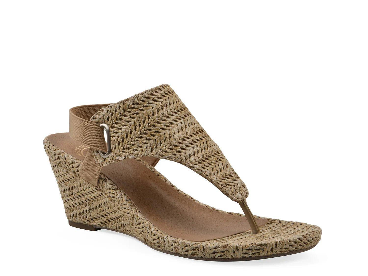 white mountain gold wedge sandals