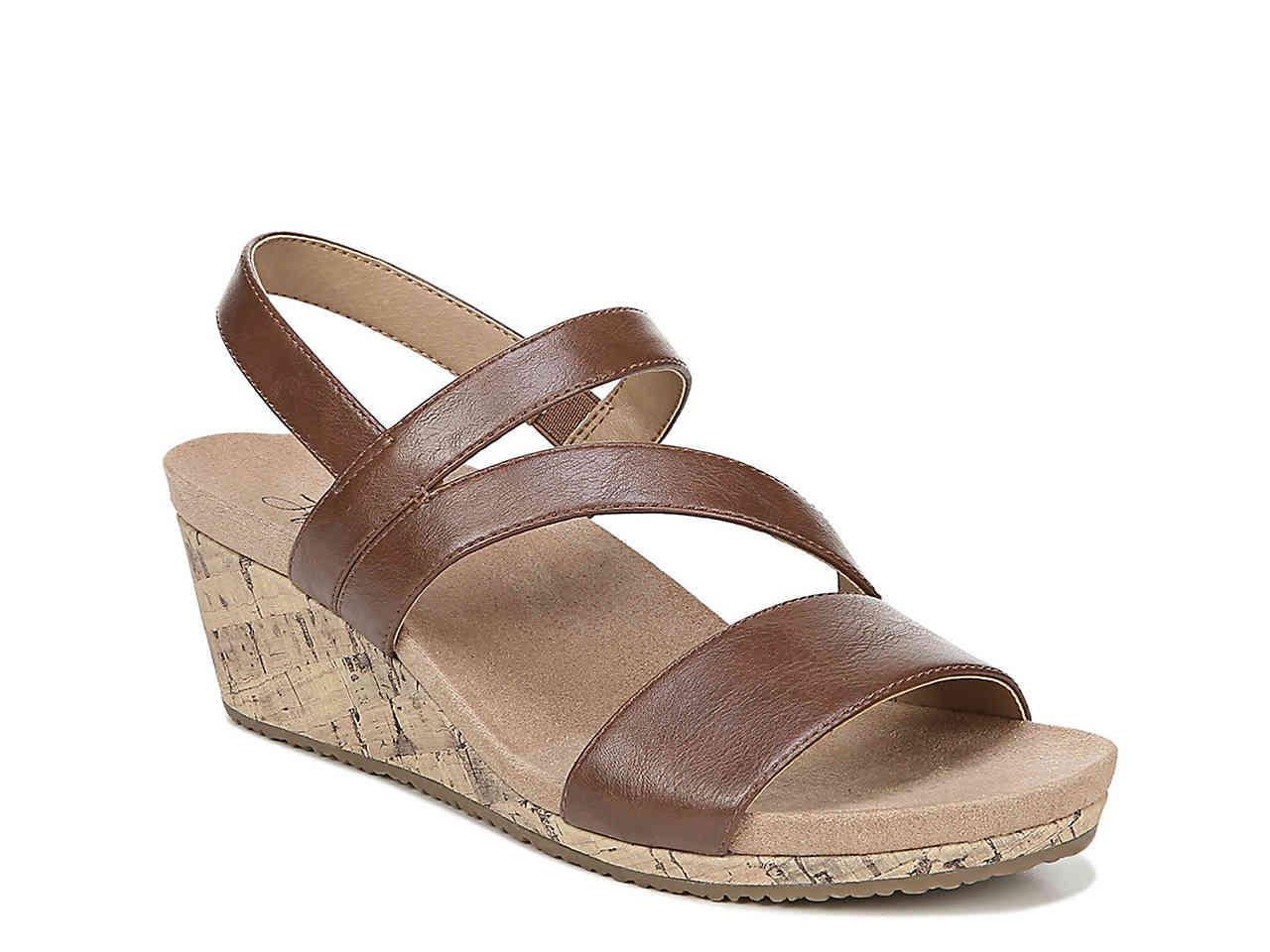 wide fit brown wedge sandals