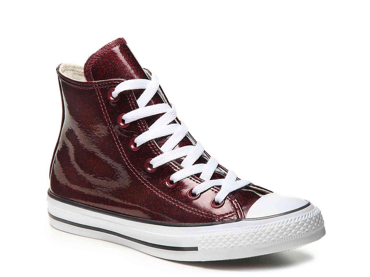 red sequin high top converse